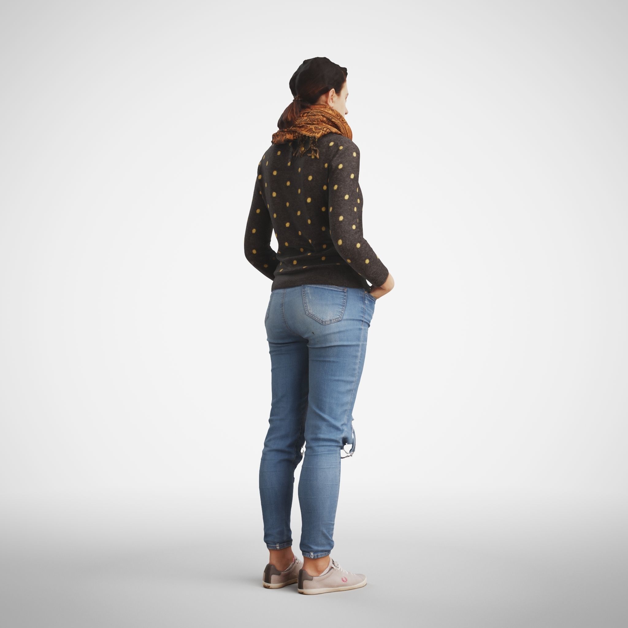 Rosanna 01 Woman posed standing in casual jeans outfit 3D model_6