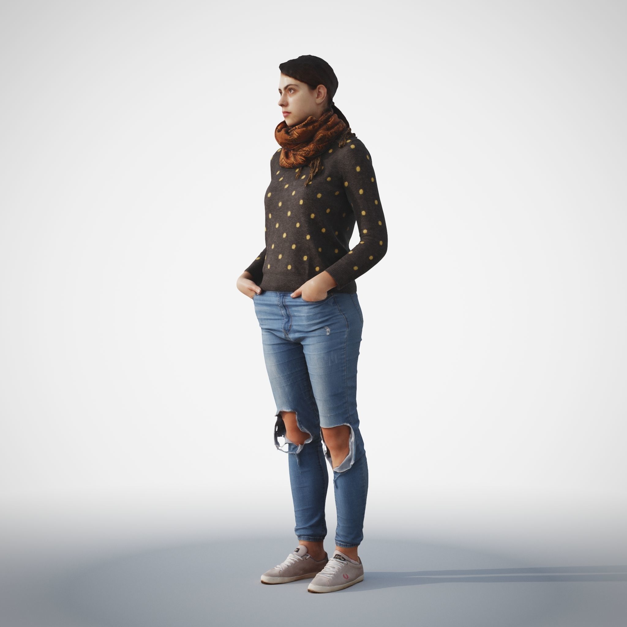 Rosanna 01 Woman posed standing in casual jeans outfit 3D model_9