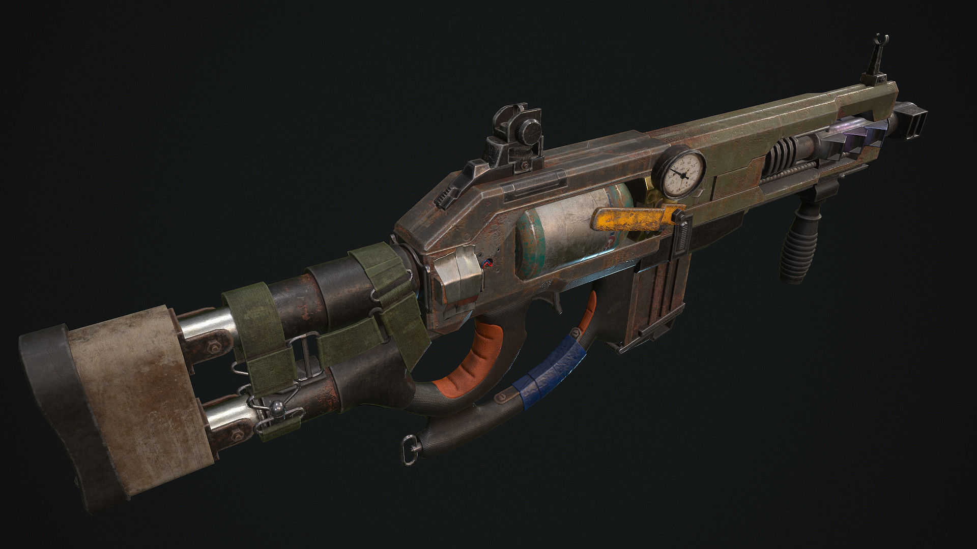 Plasma shotgun Low-poly 3D model_3