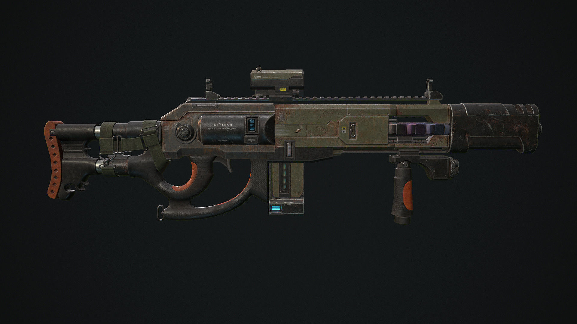 Plasma shotgun Low-poly 3D model_1