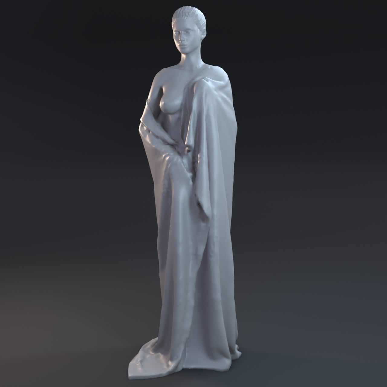 Girl wrapped in a plaid 3D print model_1