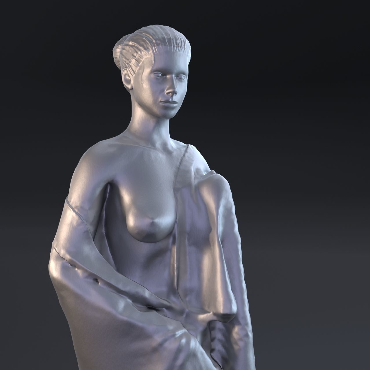 Girl wrapped in a plaid 3D print model_6