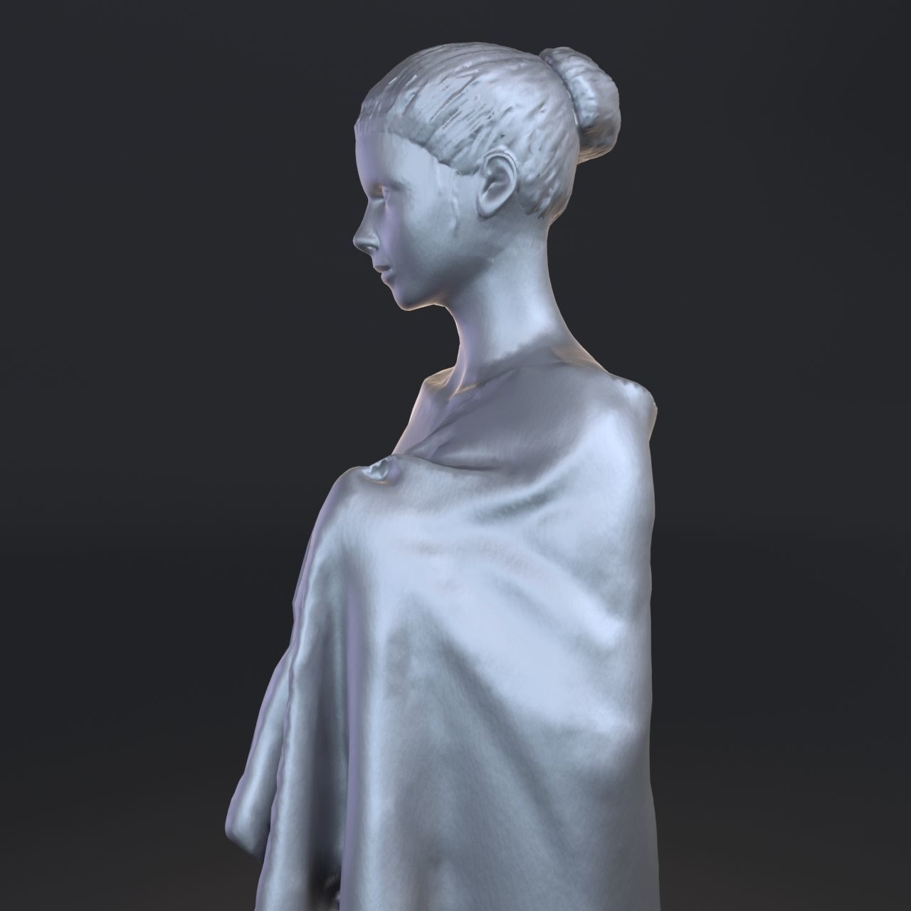 Girl wrapped in a plaid 3D print model_7