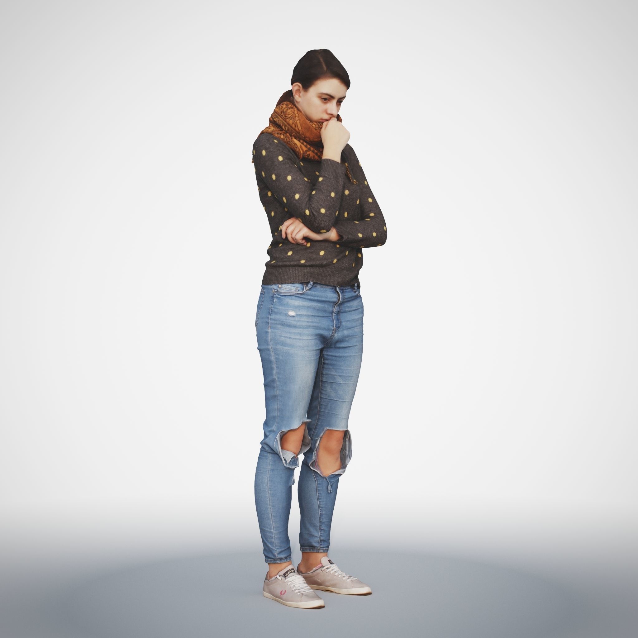 Rosanna 03 Woman posed standing in casual jeans outfit  3D model_10