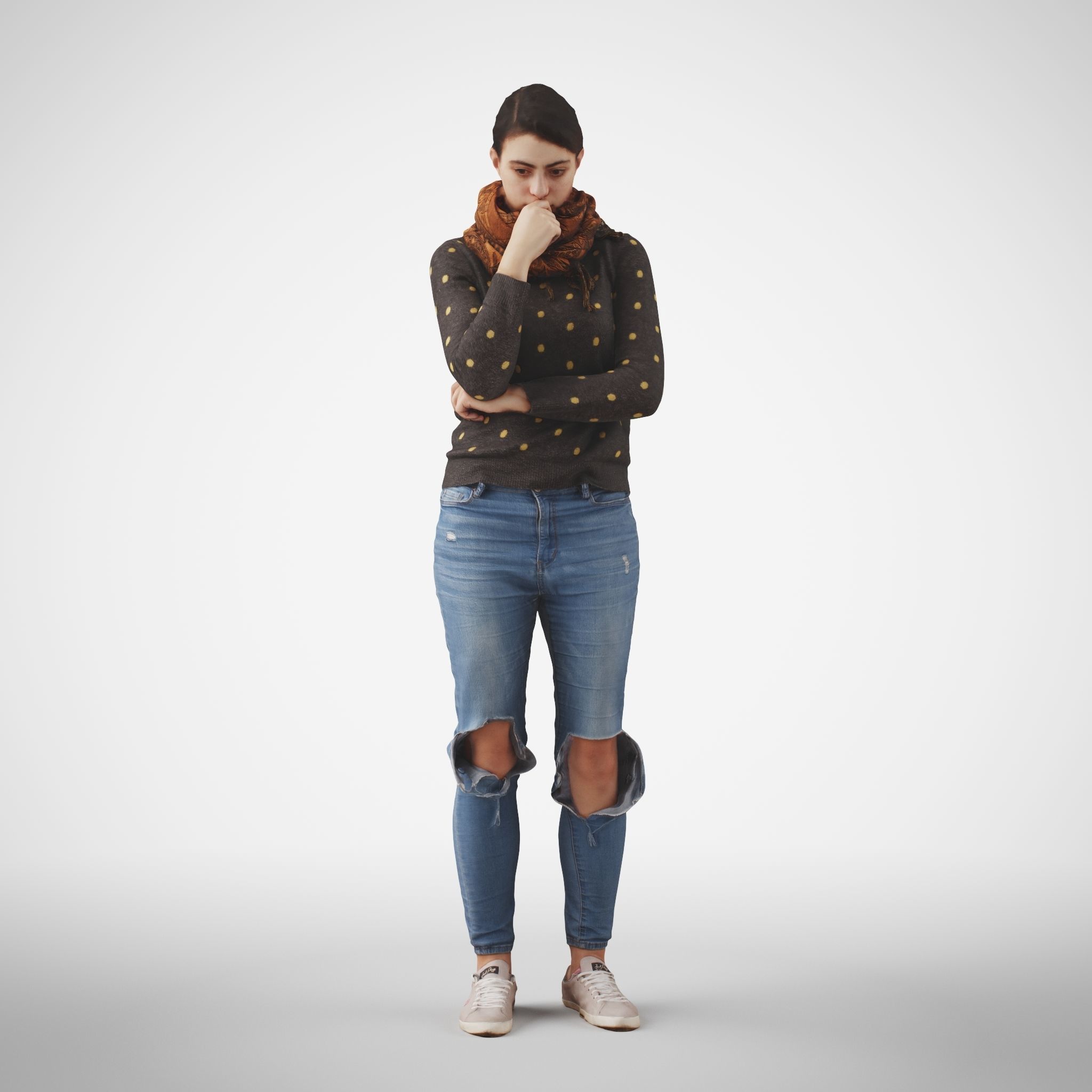Rosanna 03 Woman posed standing in casual jeans outfit  3D model_1