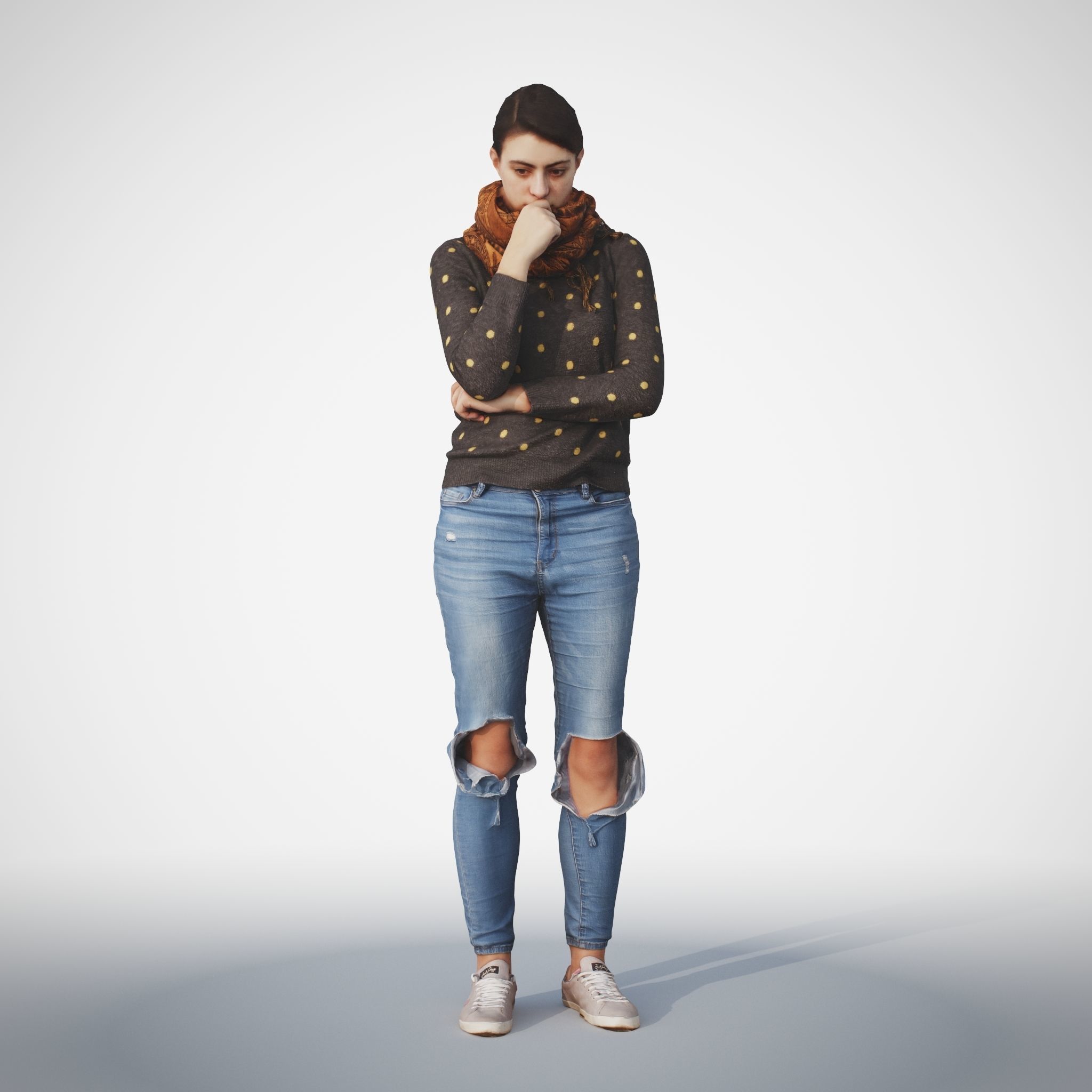 Rosanna 03 Woman posed standing in casual jeans outfit  3D model_6