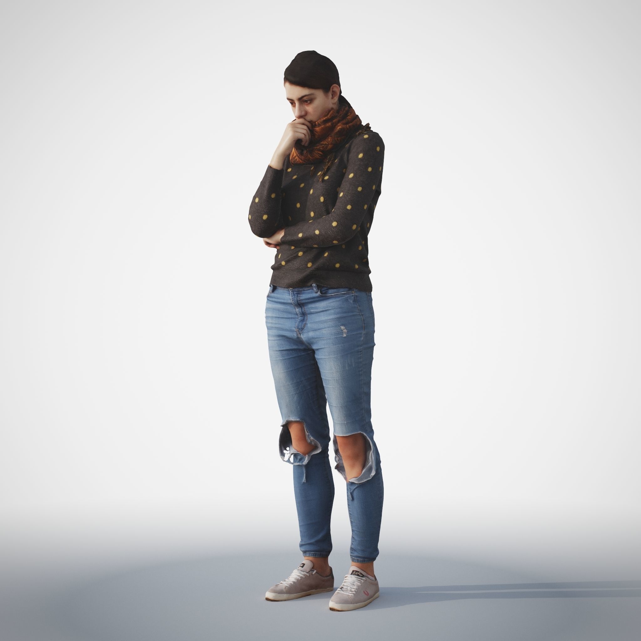 Rosanna 03 Woman posed standing in casual jeans outfit  3D model_7