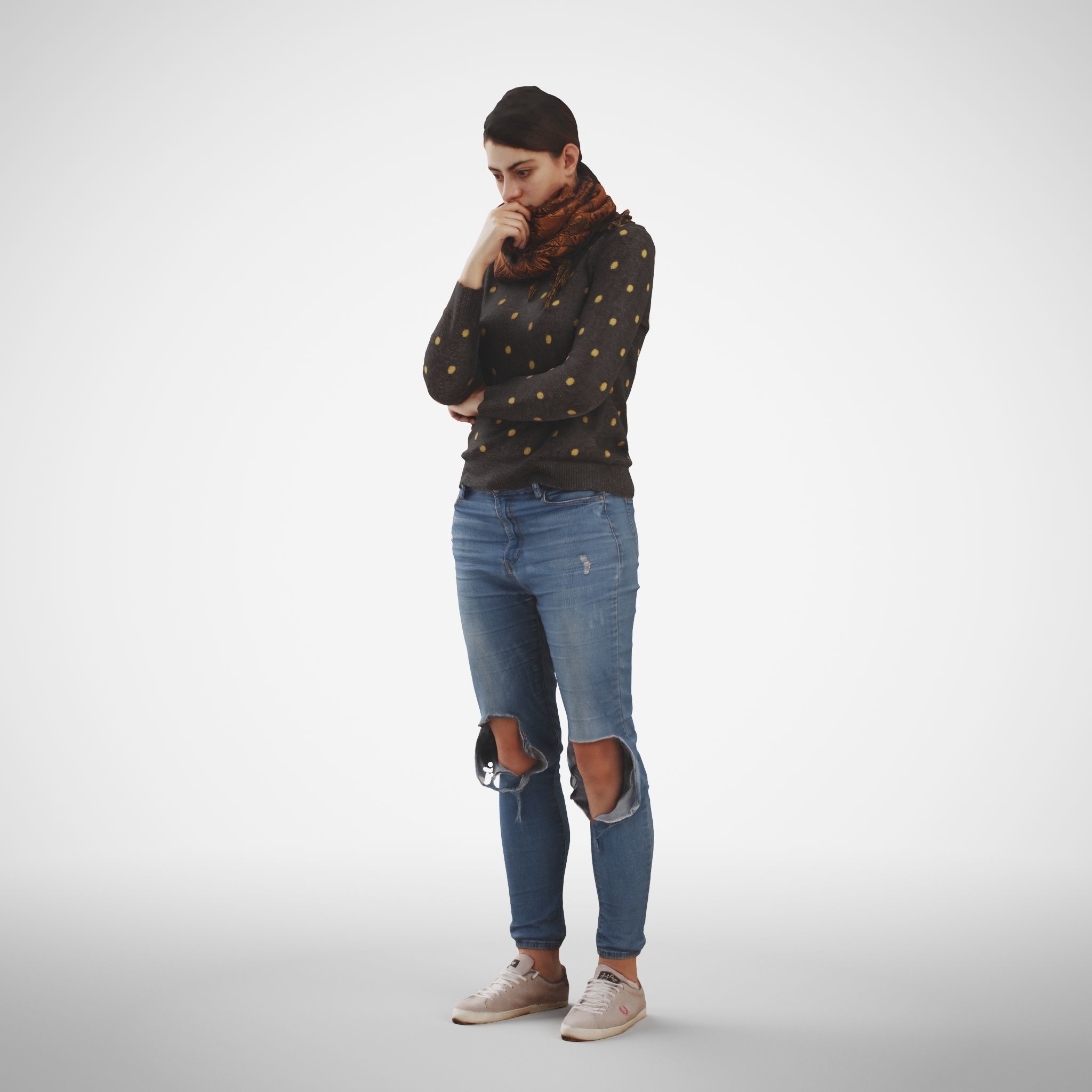 Rosanna 03 Woman posed standing in casual jeans outfit  3D model_2