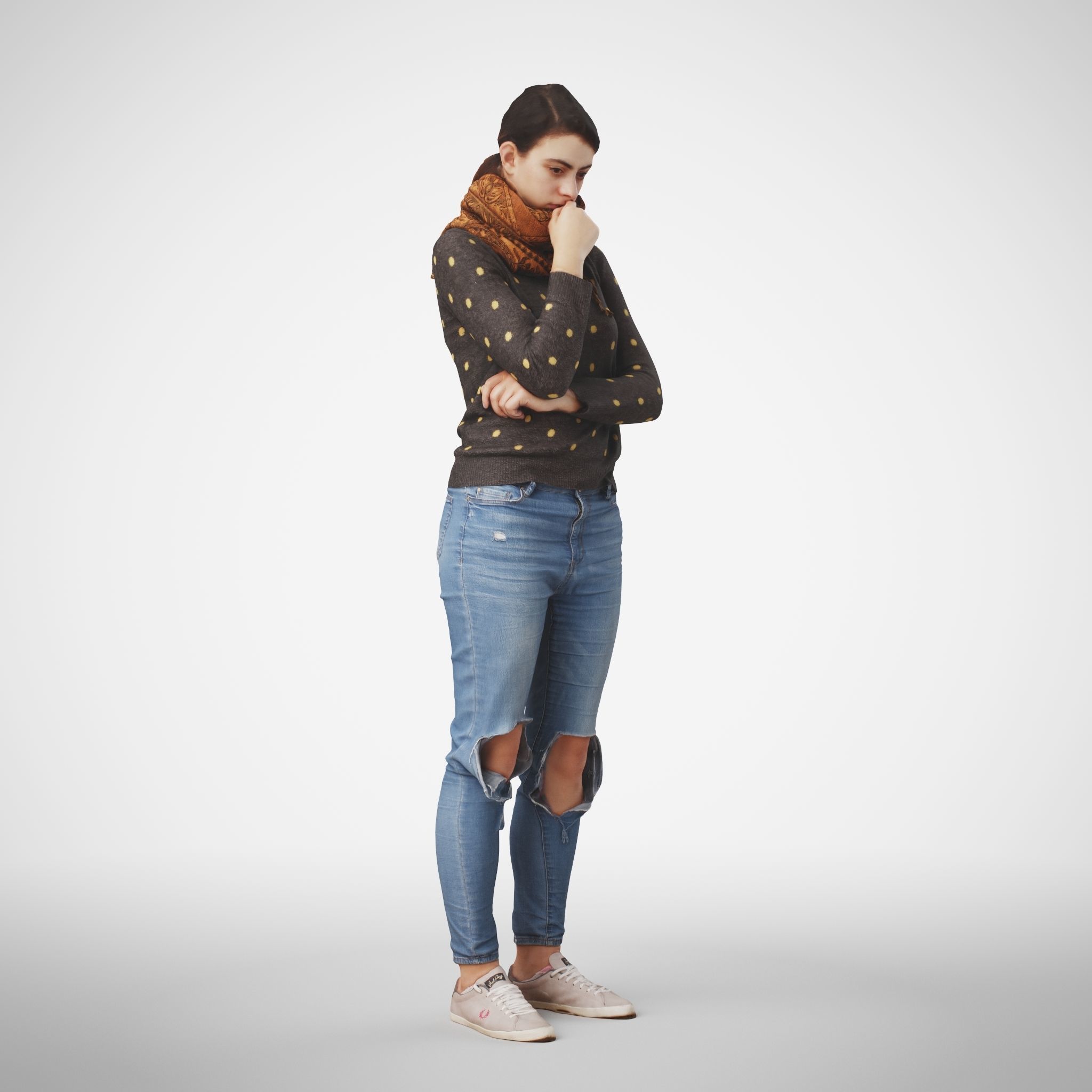 Rosanna 03 Woman posed standing in casual jeans outfit  3D model_5