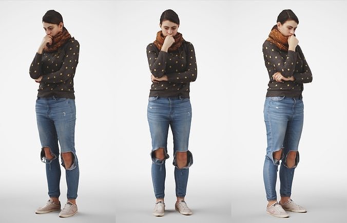 Rosanna 03 Woman posed standing in casual jeans outfit  3D model