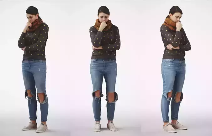 Rosanna 03 Woman posed standing in casual jeans outfit  3D model