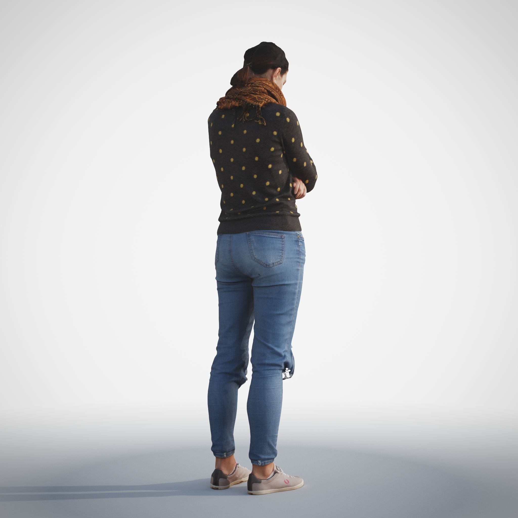 Rosanna 03 Woman posed standing in casual jeans outfit  3D model_9