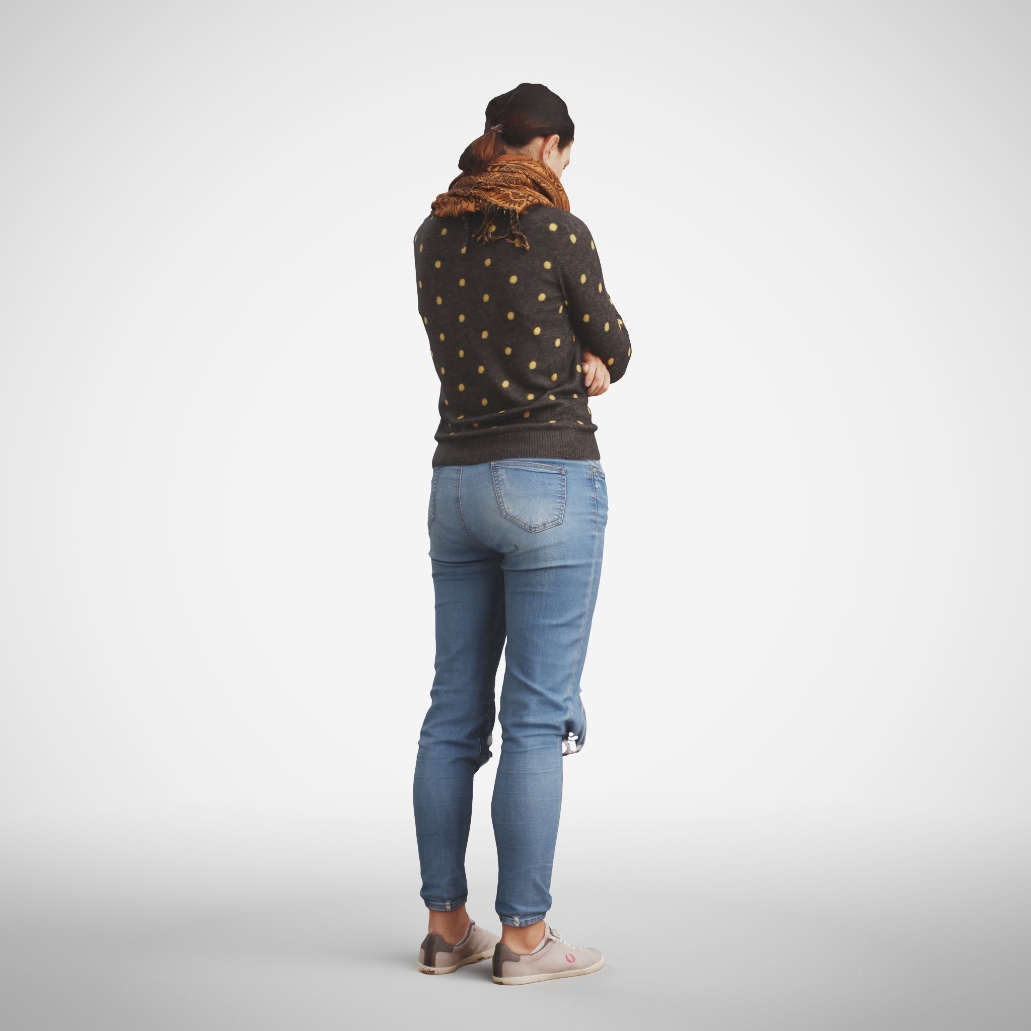 Rosanna 03 Woman posed standing in casual jeans outfit  3D model_4