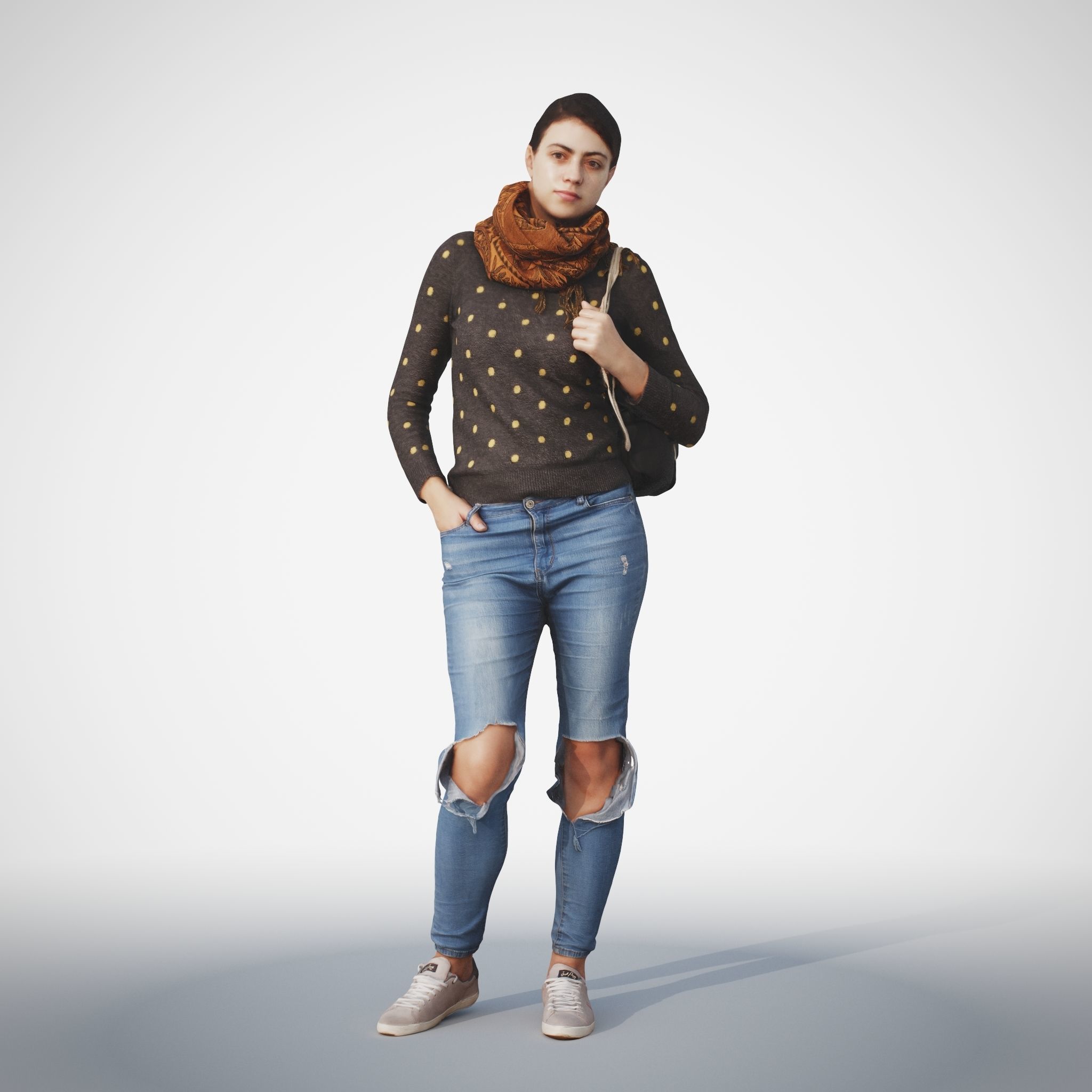 Rosanna 04 Woman posed standing in casual jeans outfit 3D model_6