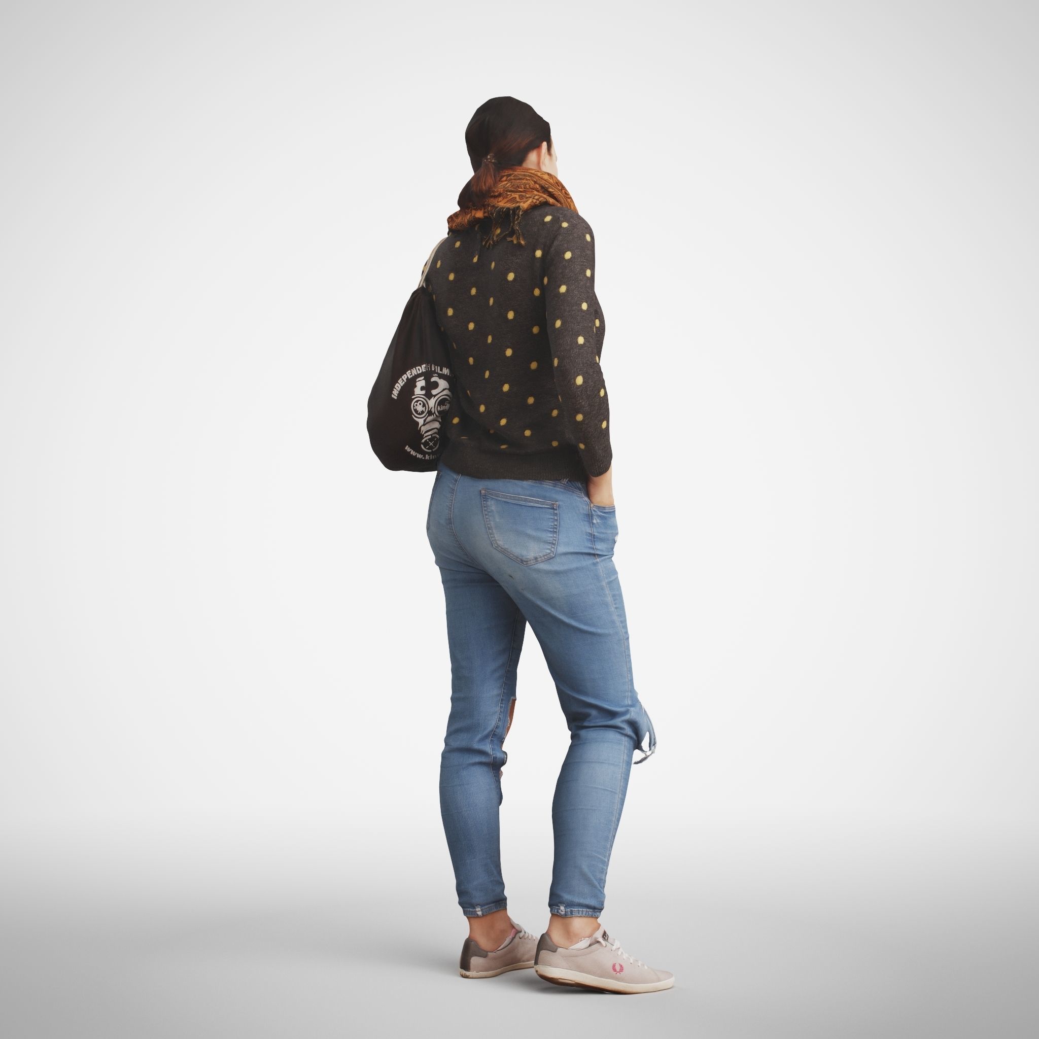 Rosanna 04 Woman posed standing in casual jeans outfit 3D model_4