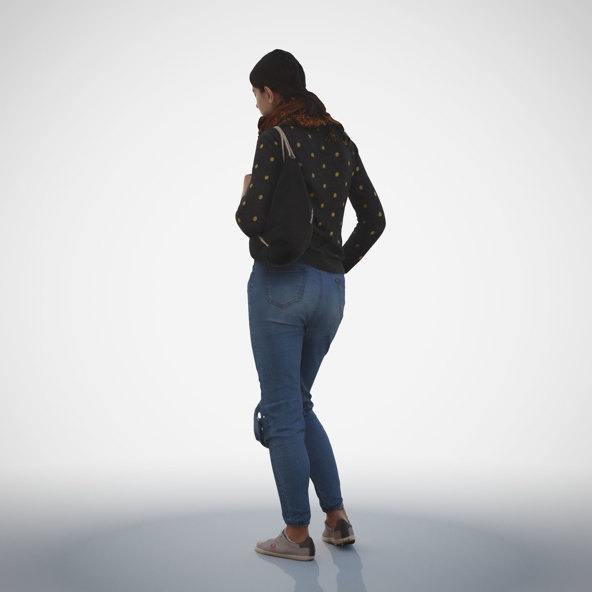 Rosanna 04 Woman posed standing in casual jeans outfit 3D model_8