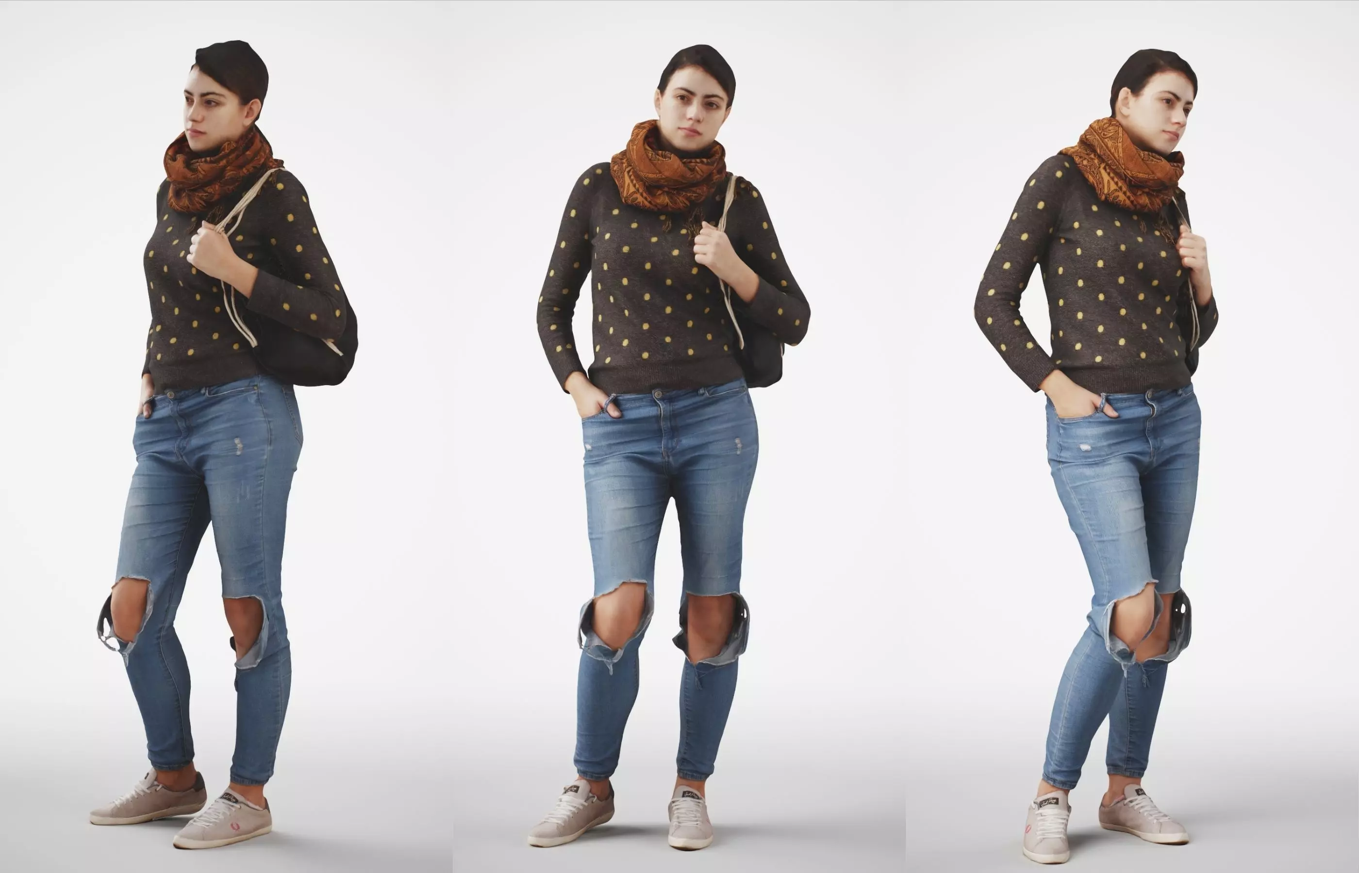Rosanna 04 Woman posed standing in casual jeans outfit 3D model_0