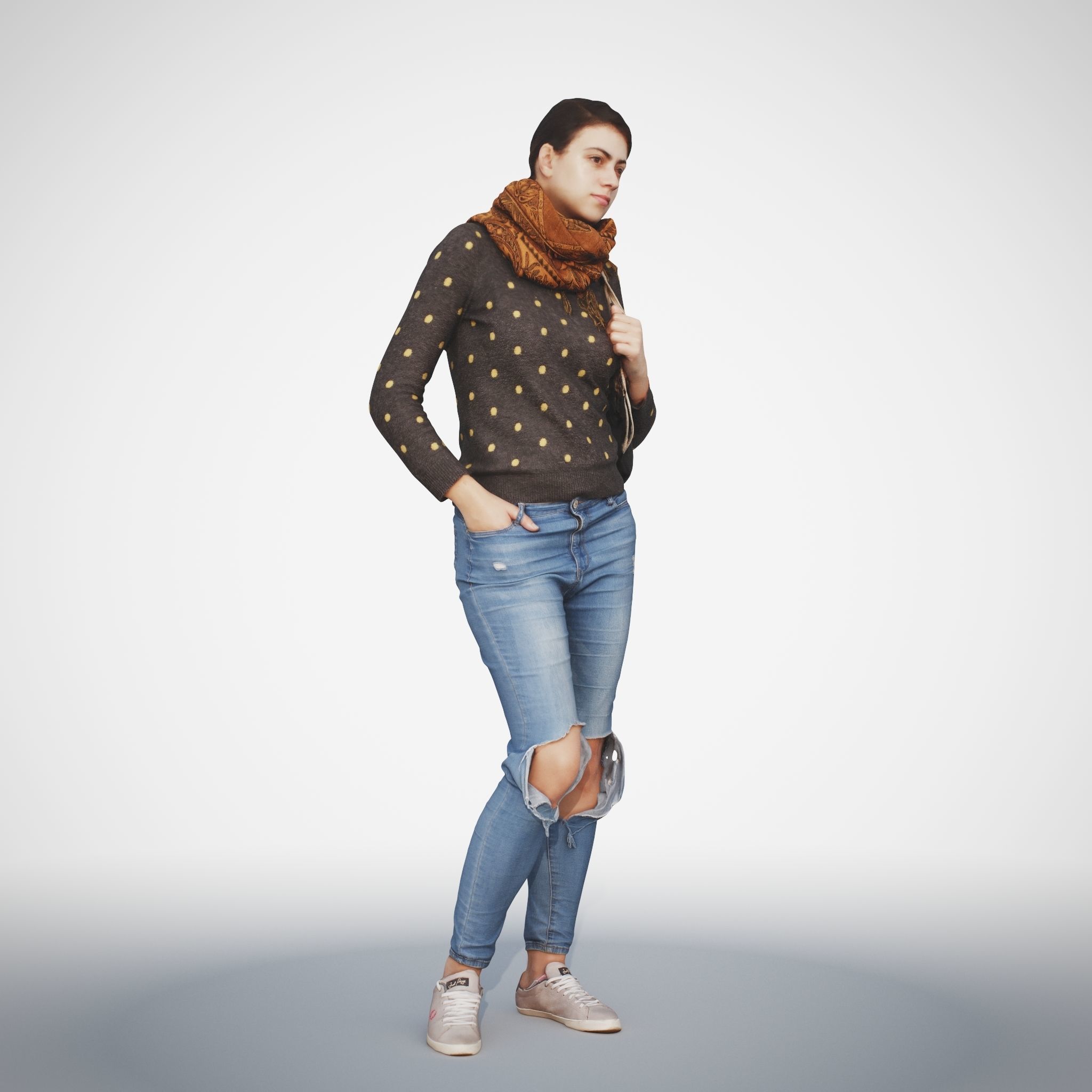 Rosanna 04 Woman posed standing in casual jeans outfit 3D model_10