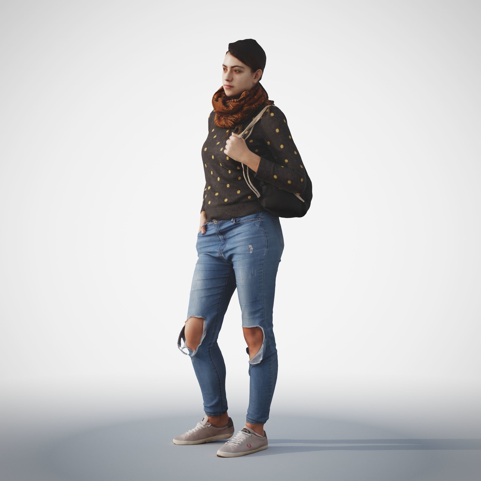 Rosanna 04 Woman posed standing in casual jeans outfit 3D model_7