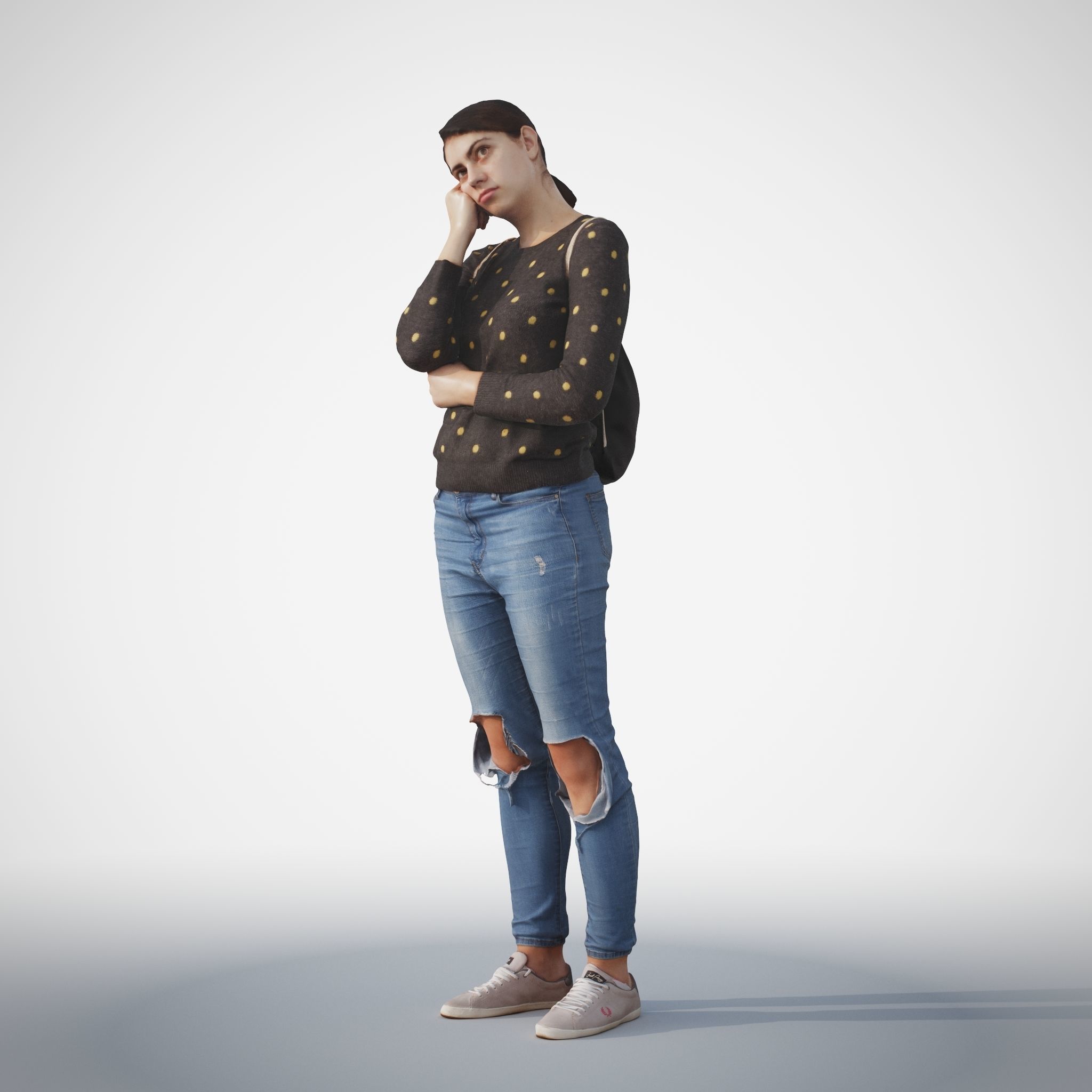 Rosanna 10 Woman posed standing in casual jeans outfit 3D model_7