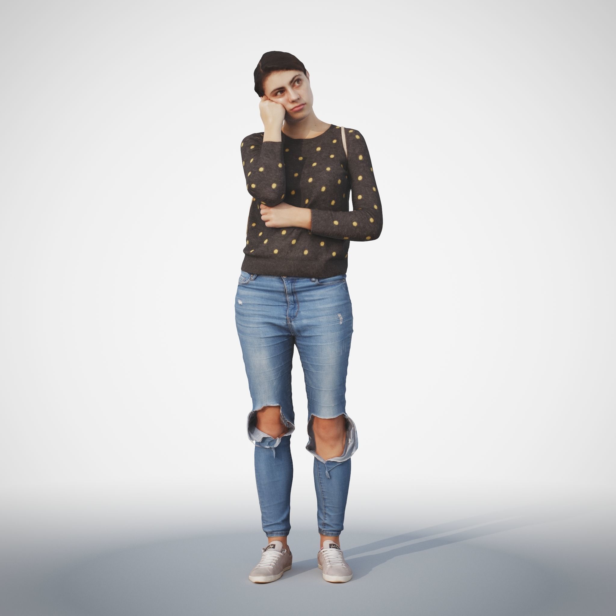 Rosanna 10 Woman posed standing in casual jeans outfit 3D model_6