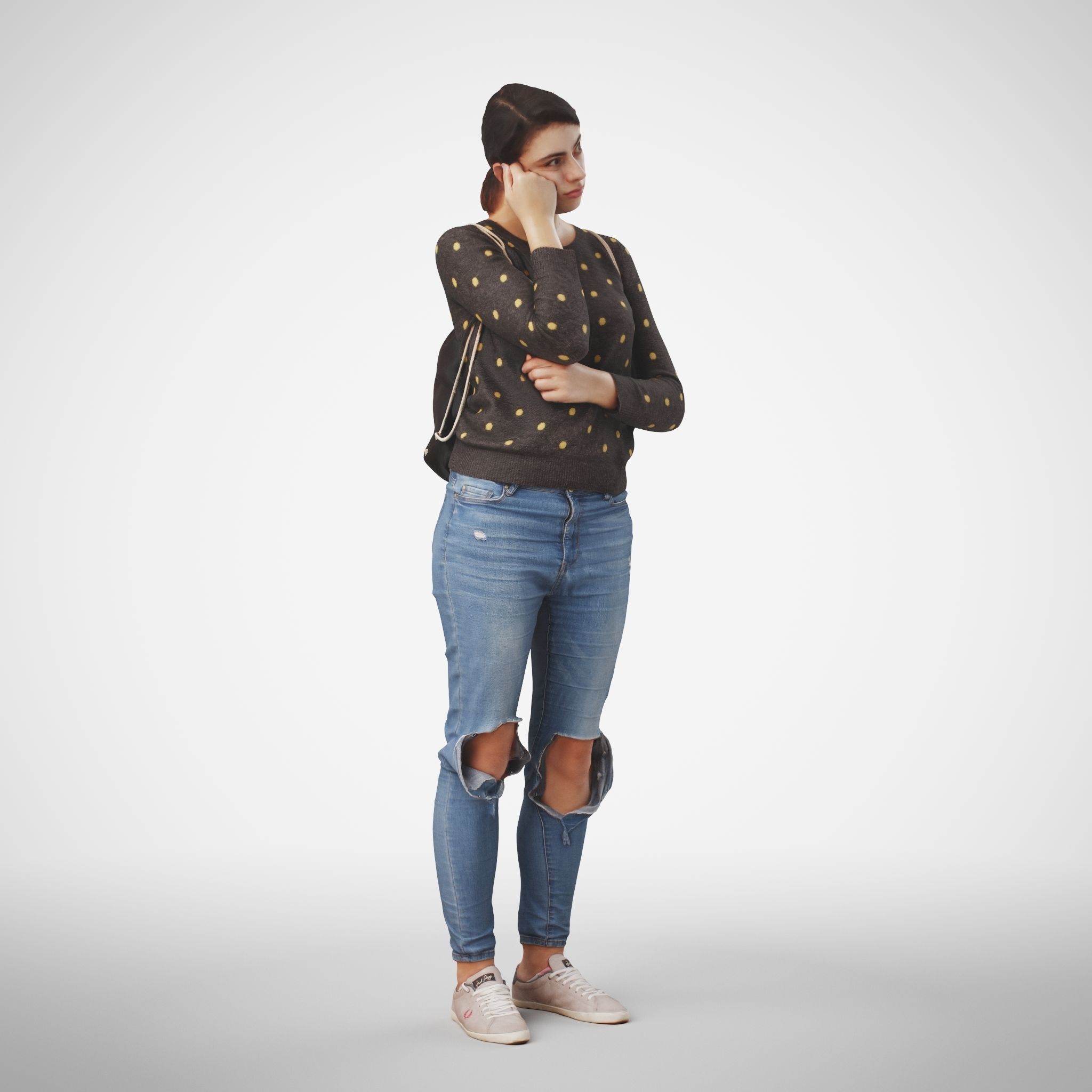 Rosanna 10 Woman posed standing in casual jeans outfit 3D model_5