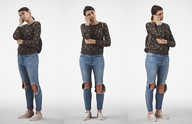Rosanna 10 Woman posed standing in casual jeans outfit  3D model