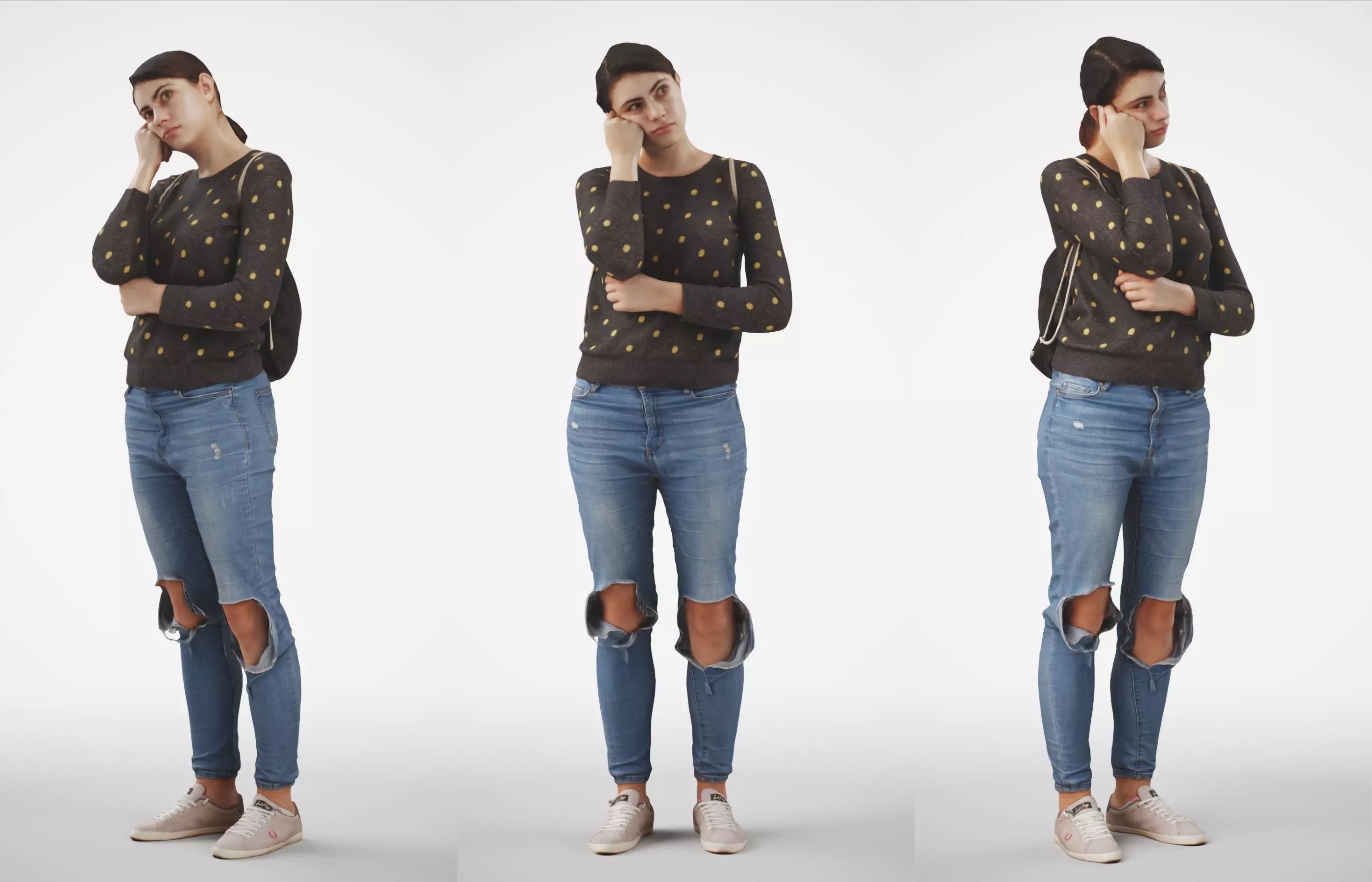 Rosanna 10 Woman posed standing in casual jeans outfit 3D model_0