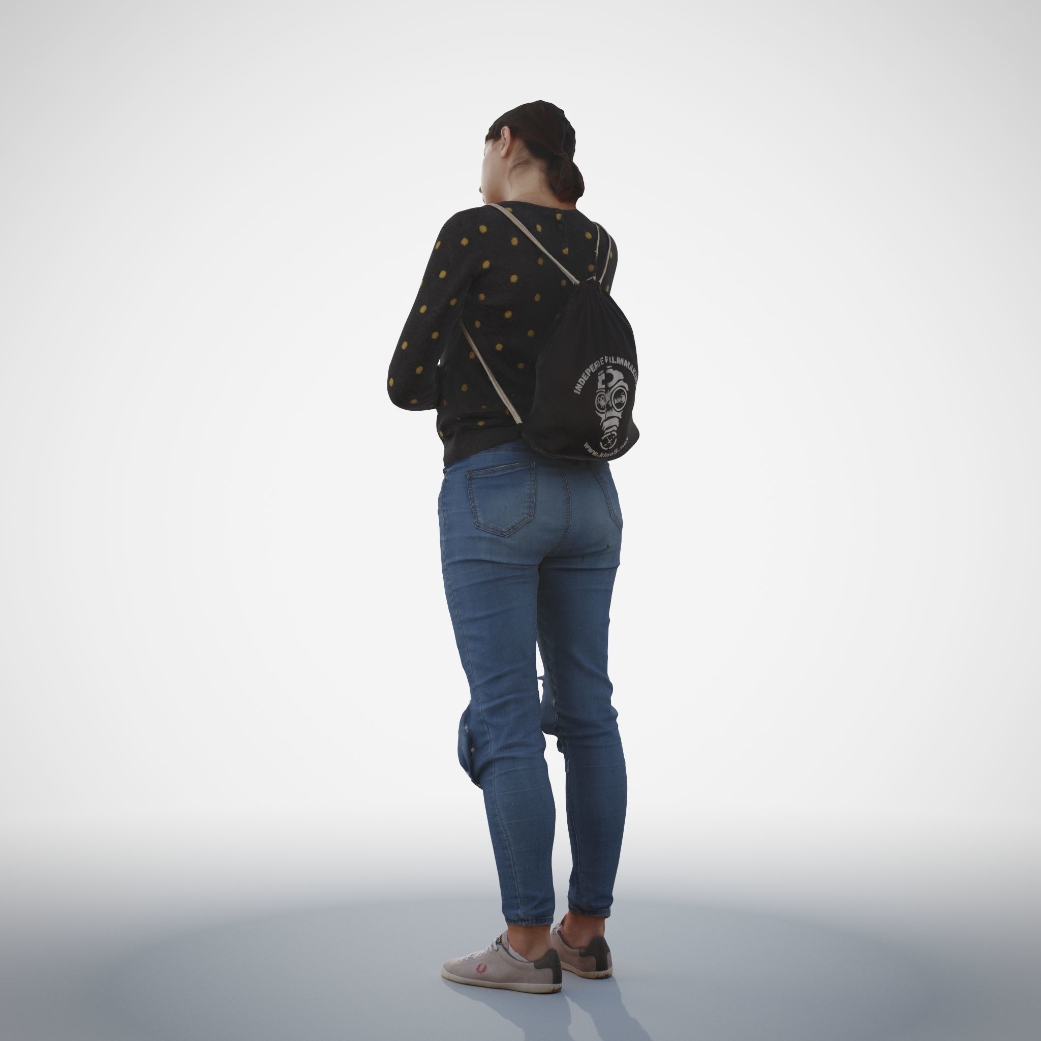 Rosanna 10 Woman posed standing in casual jeans outfit 3D model_8