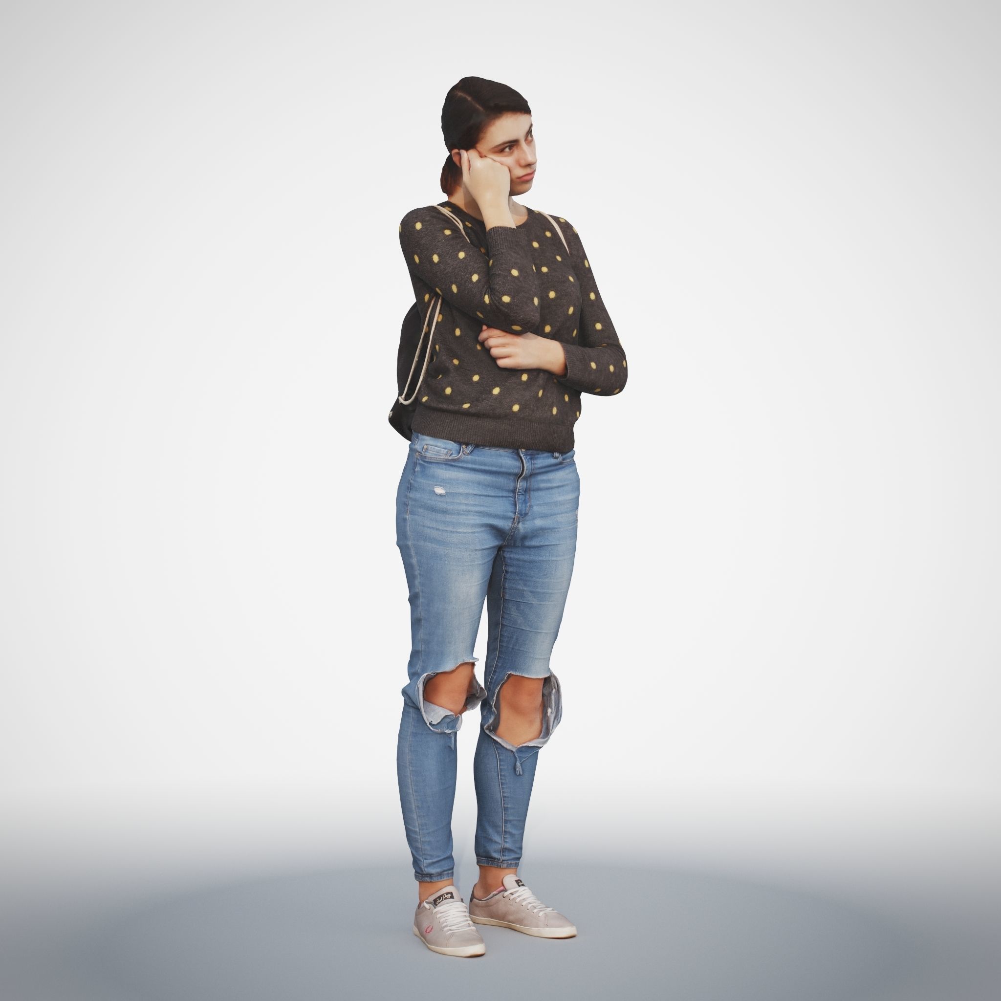 Rosanna 10 Woman posed standing in casual jeans outfit 3D model_10
