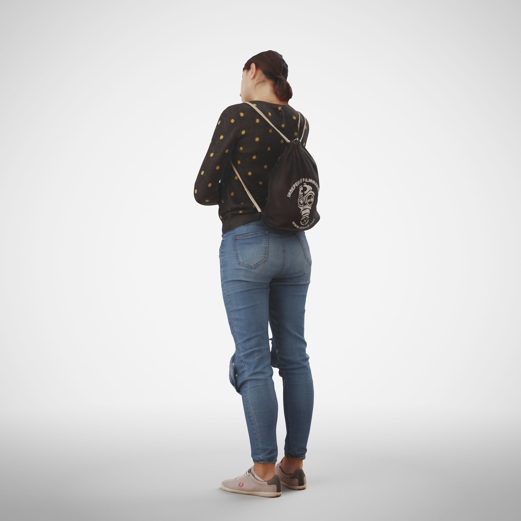 Rosanna 10 Woman posed standing in casual jeans outfit 3D model_3