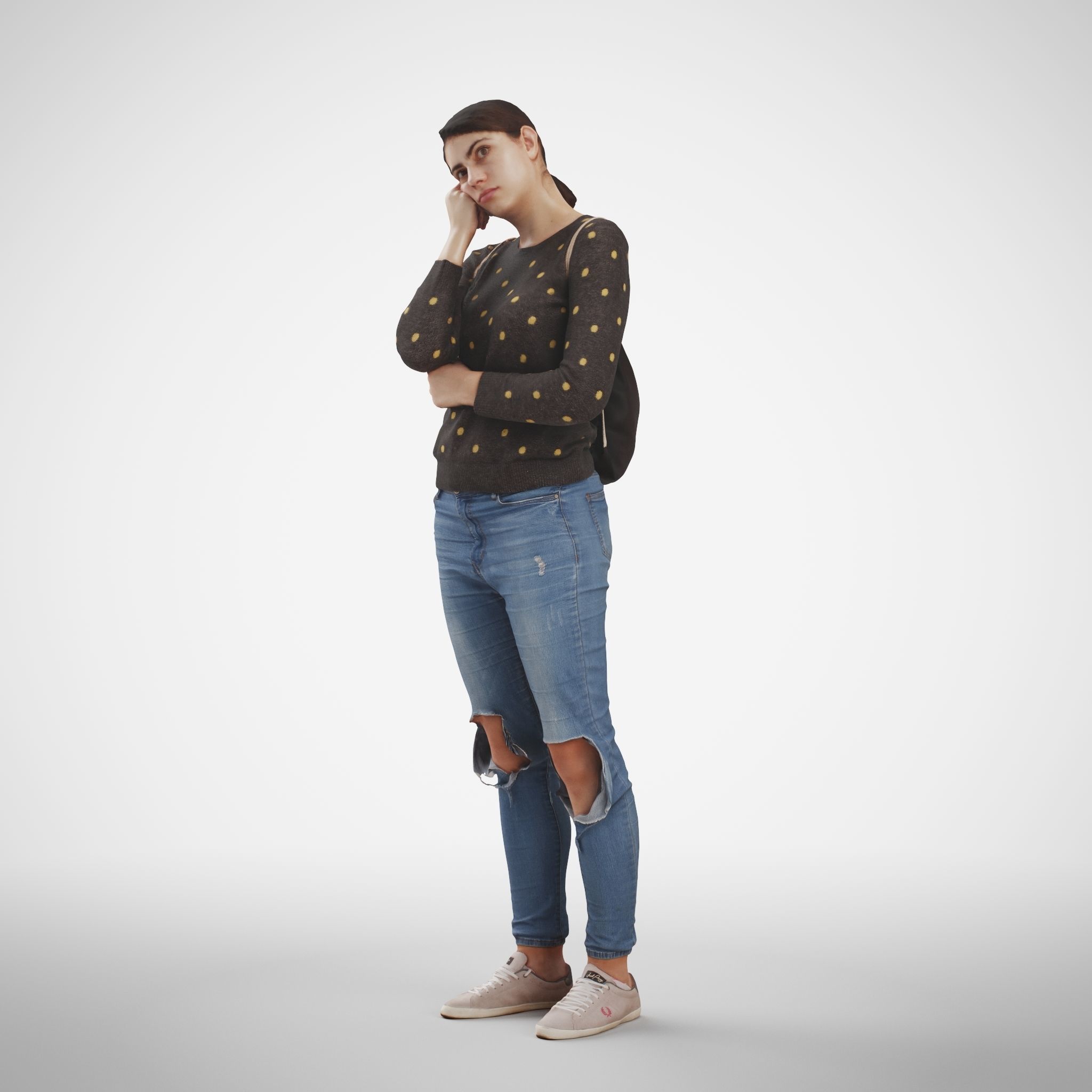 Rosanna 10 Woman posed standing in casual jeans outfit 3D model_2
