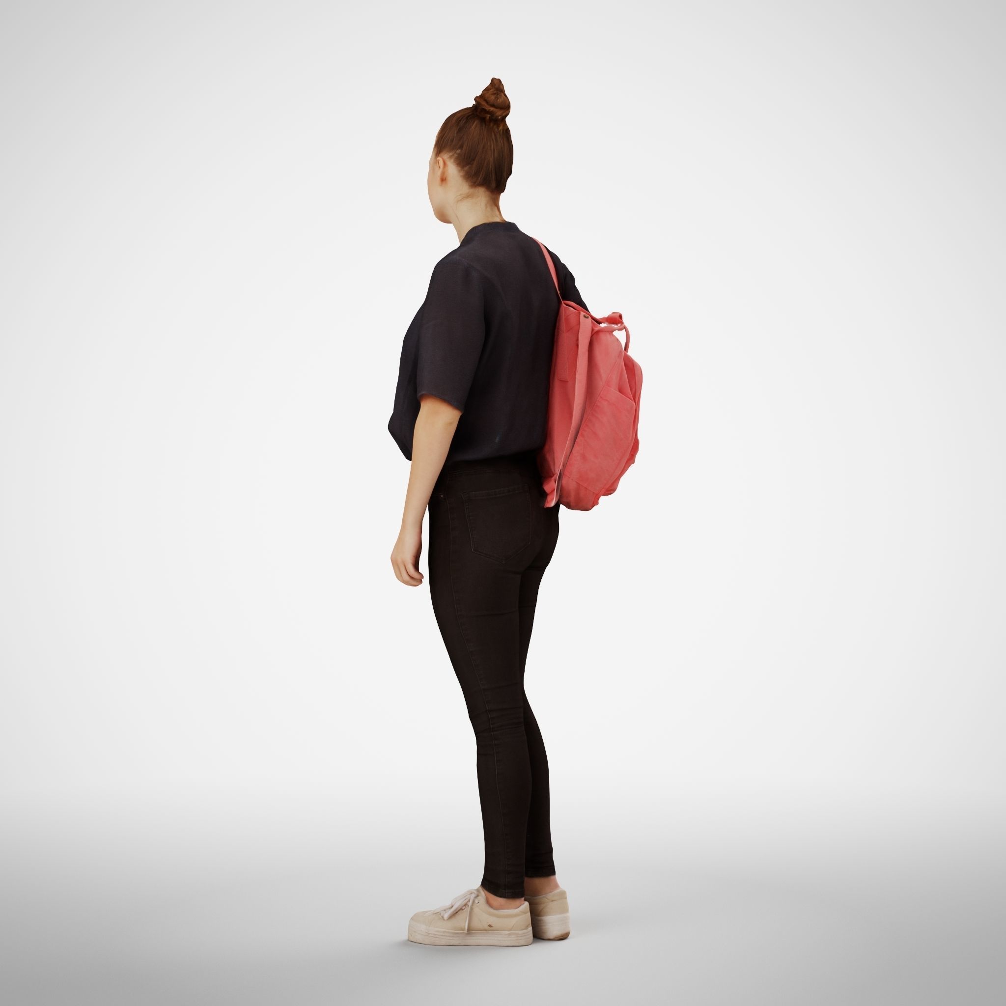 Isabel 01 Woman posed standing in casual oufit with red backpack 3D model_3