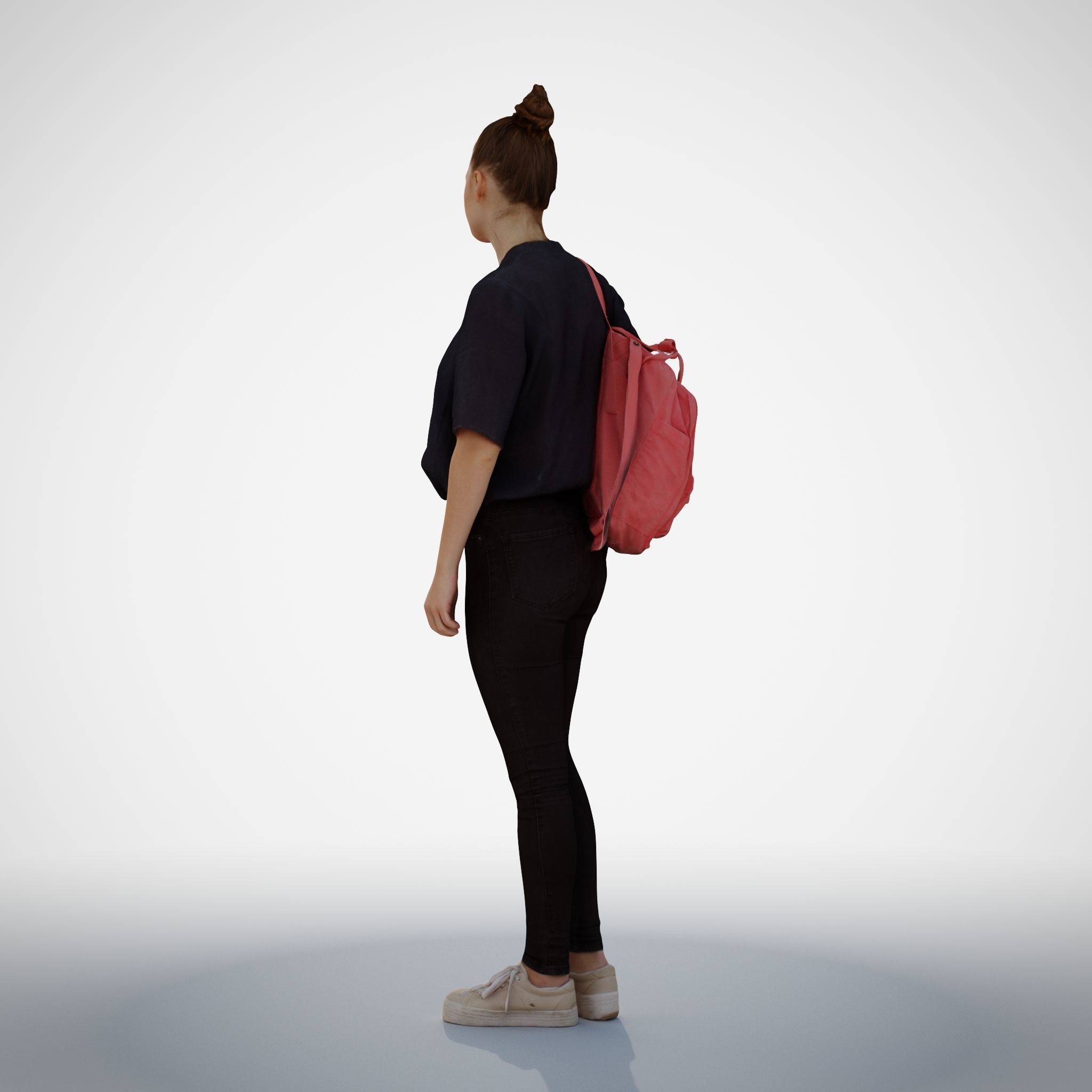 Isabel 01 Woman posed standing in casual oufit with red backpack 3D model_8