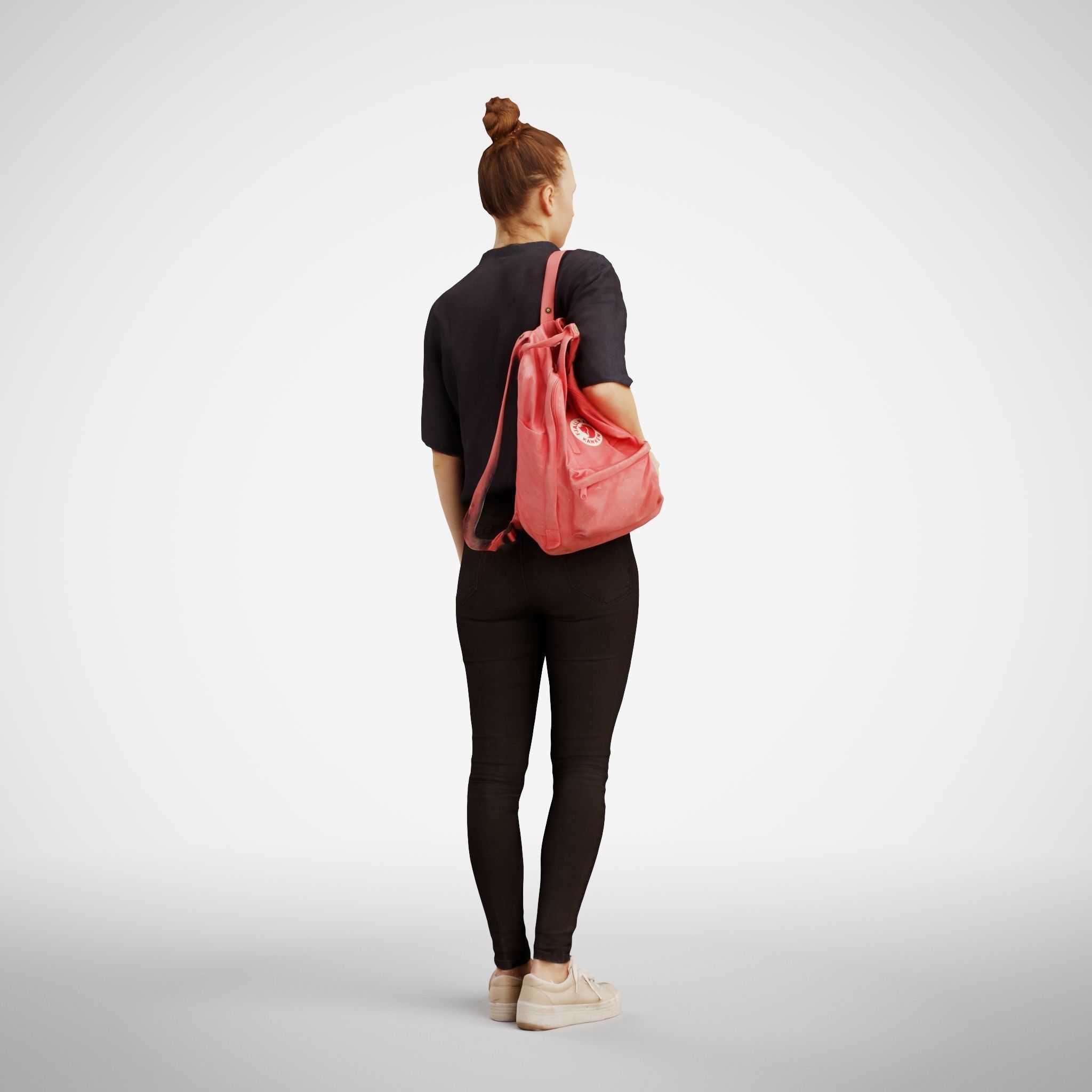 Isabel 01 Woman posed standing in casual oufit with red backpack 3D model_4