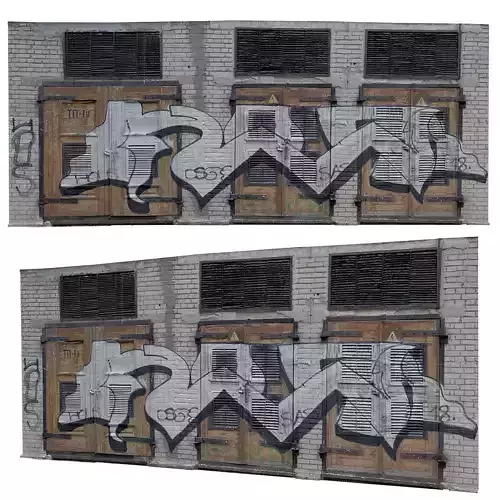 Electrical station with graffiti scan 29 Low-poly 3D model