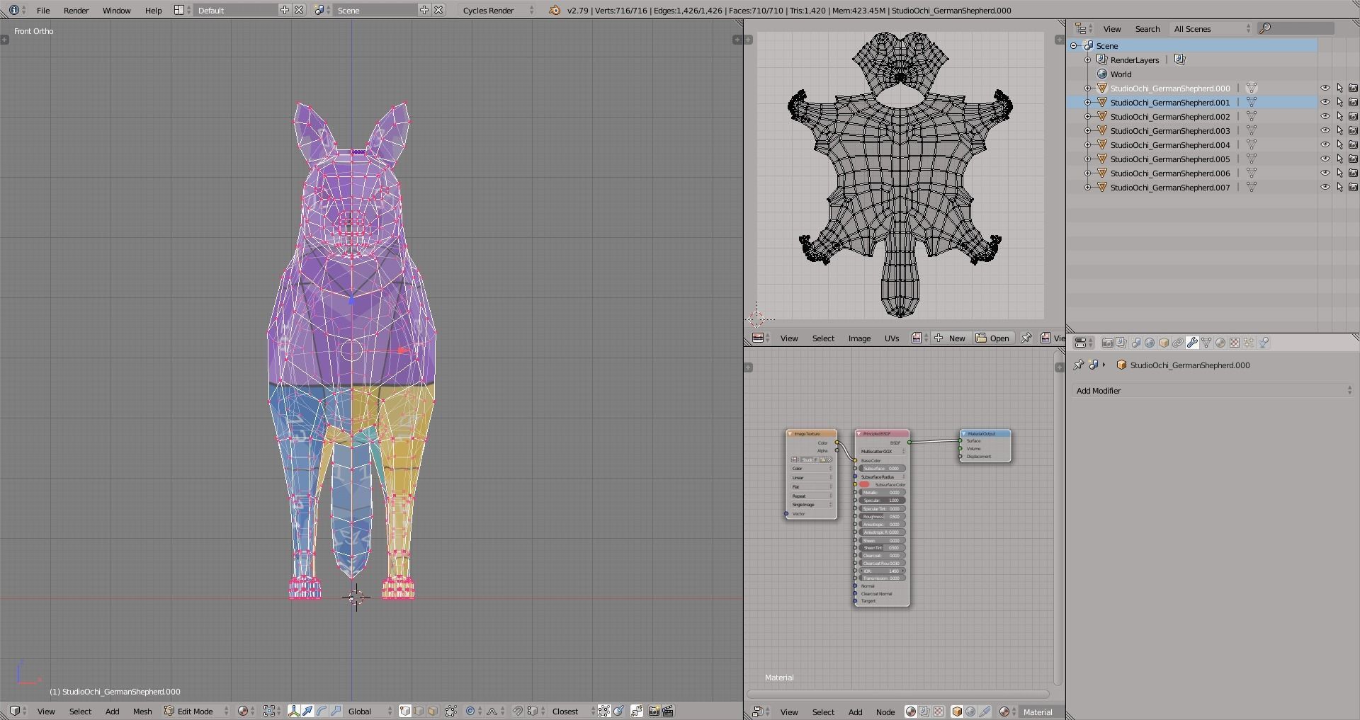 German Shepherd Low-poly 3D model_4