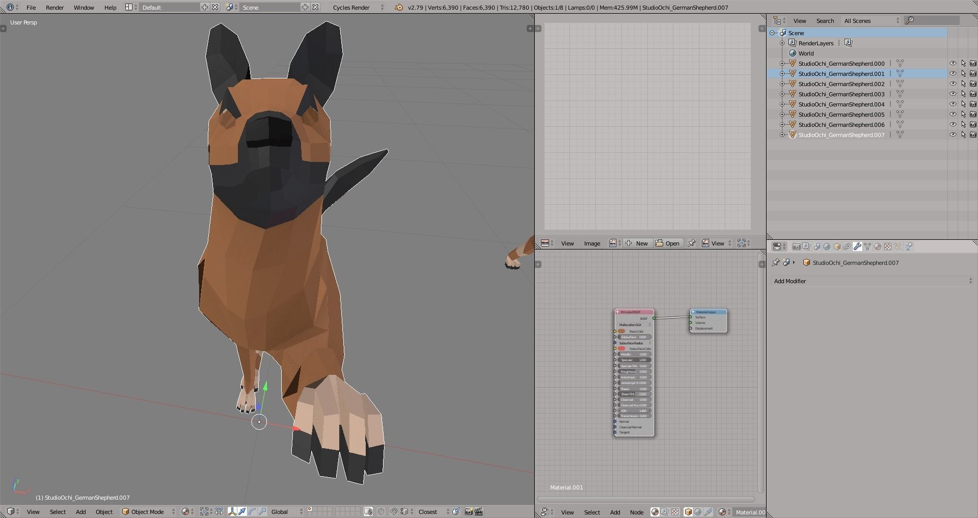 German Shepherd Low-poly 3D model_8
