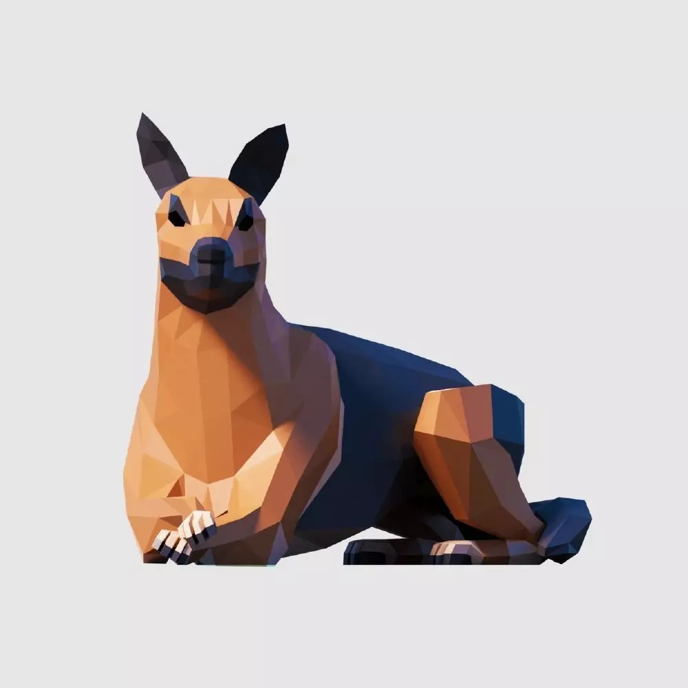 German Shepherd Low-poly 3D model_0