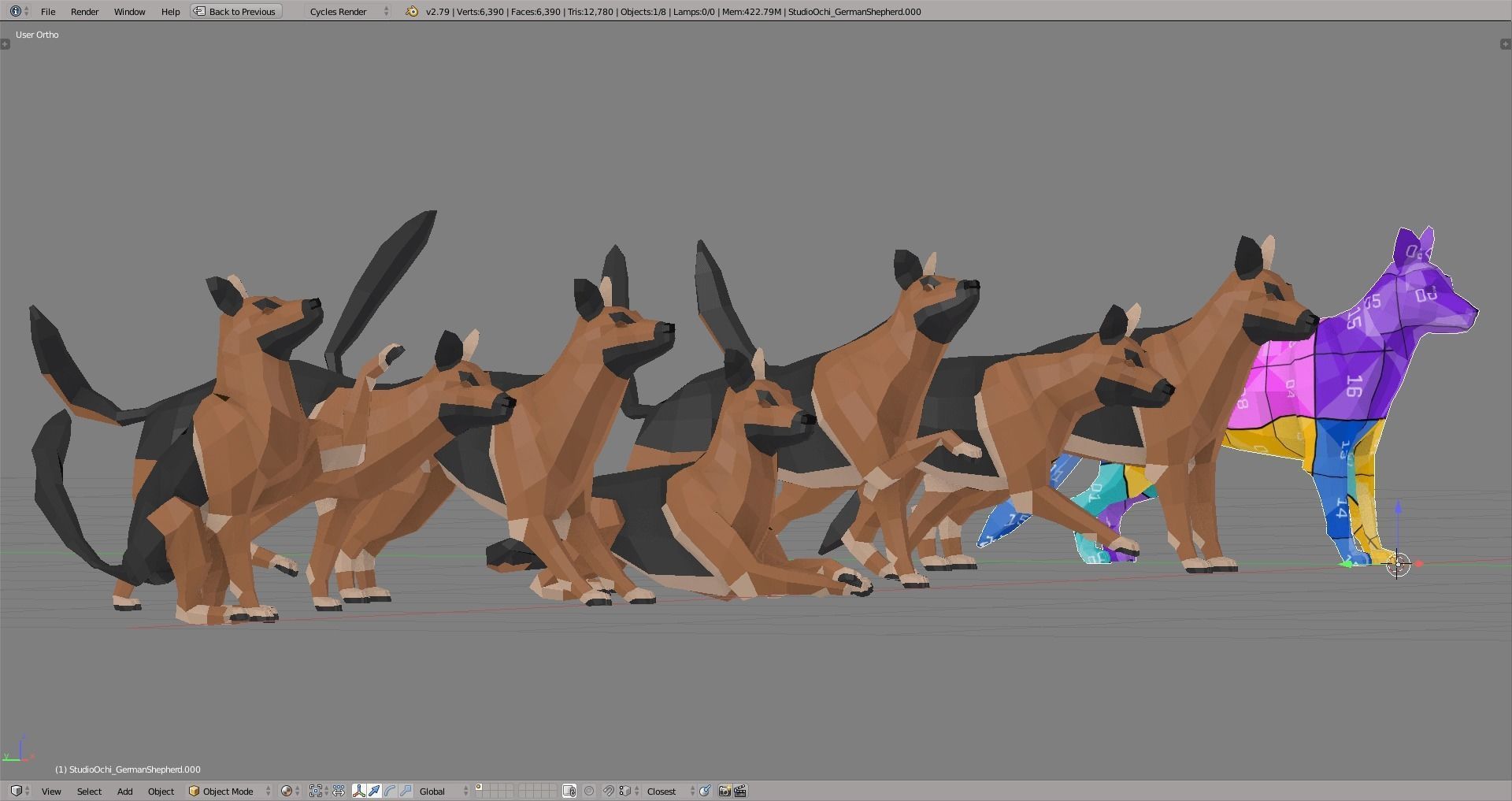 German Shepherd Low-poly 3D model_5