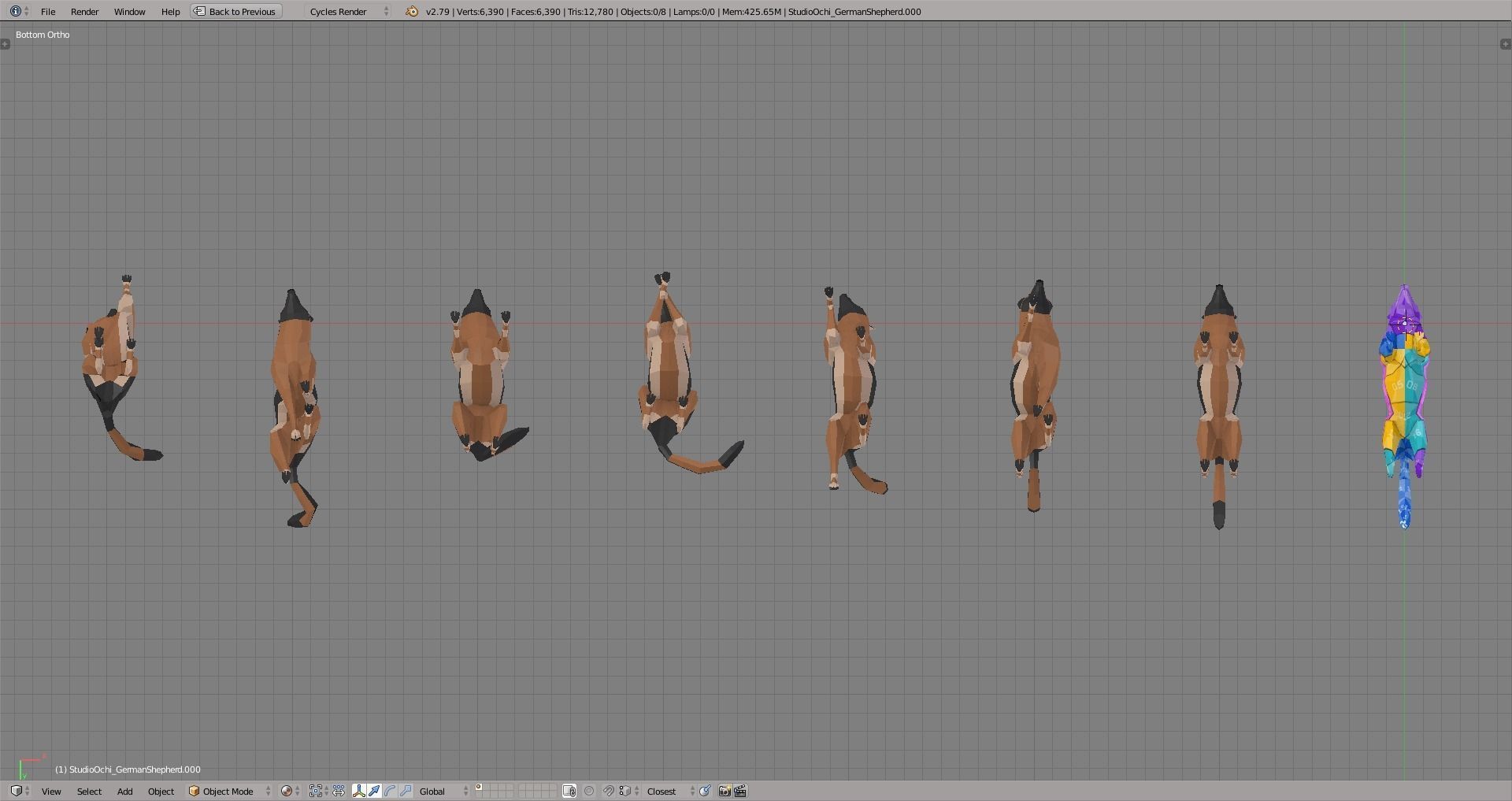 German Shepherd Low-poly 3D model_6