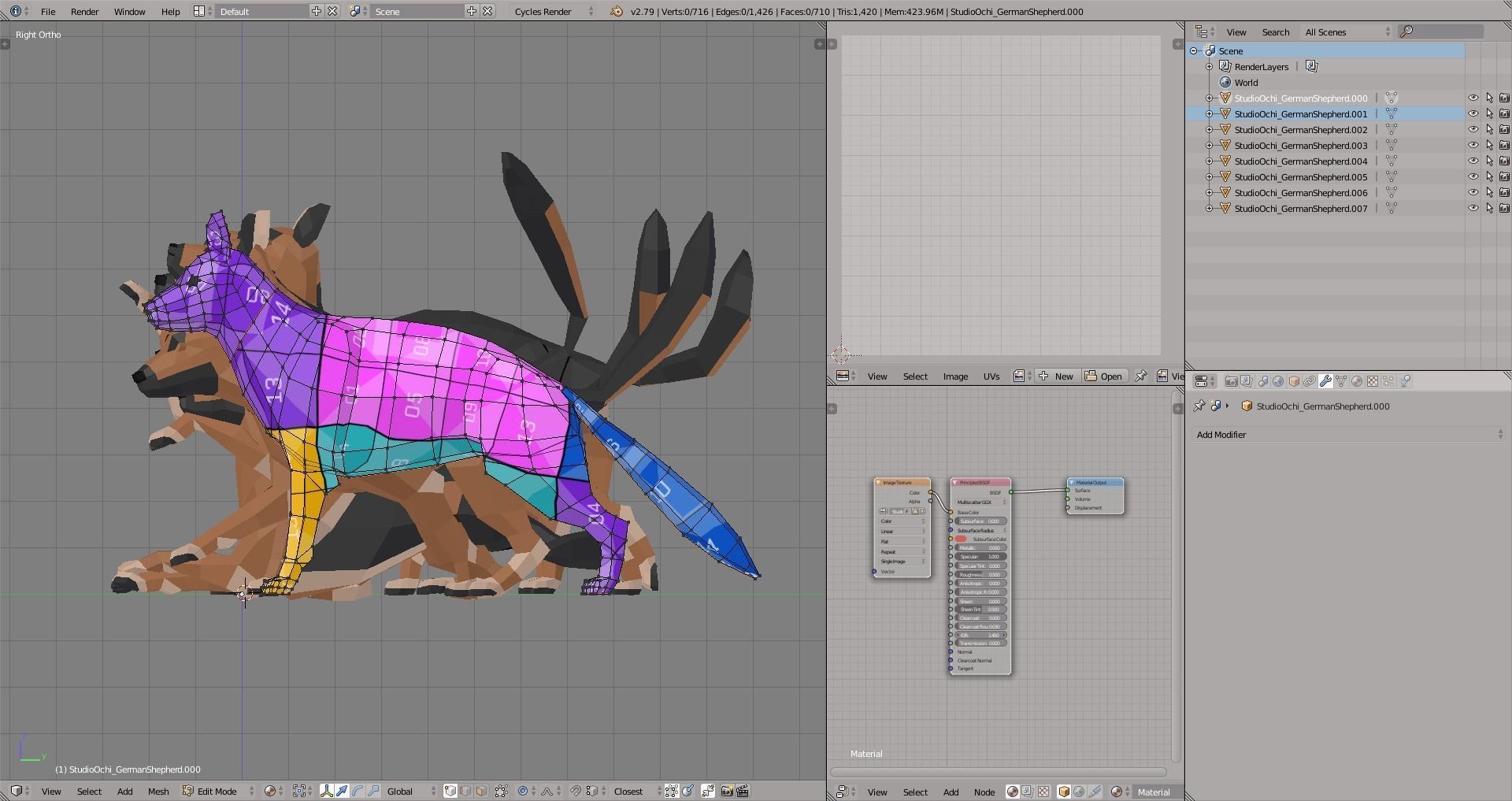 German Shepherd Low-poly 3D model_1