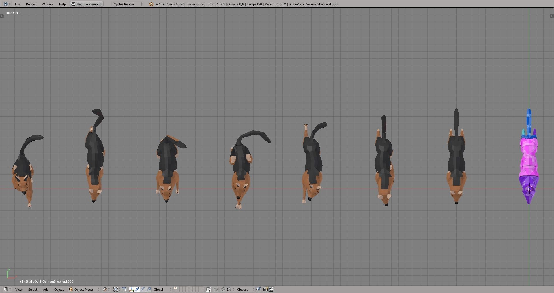 German Shepherd Low-poly 3D model_3