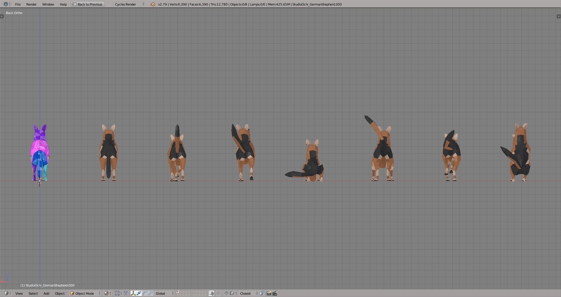 German Shepherd Low-poly 3D model_7