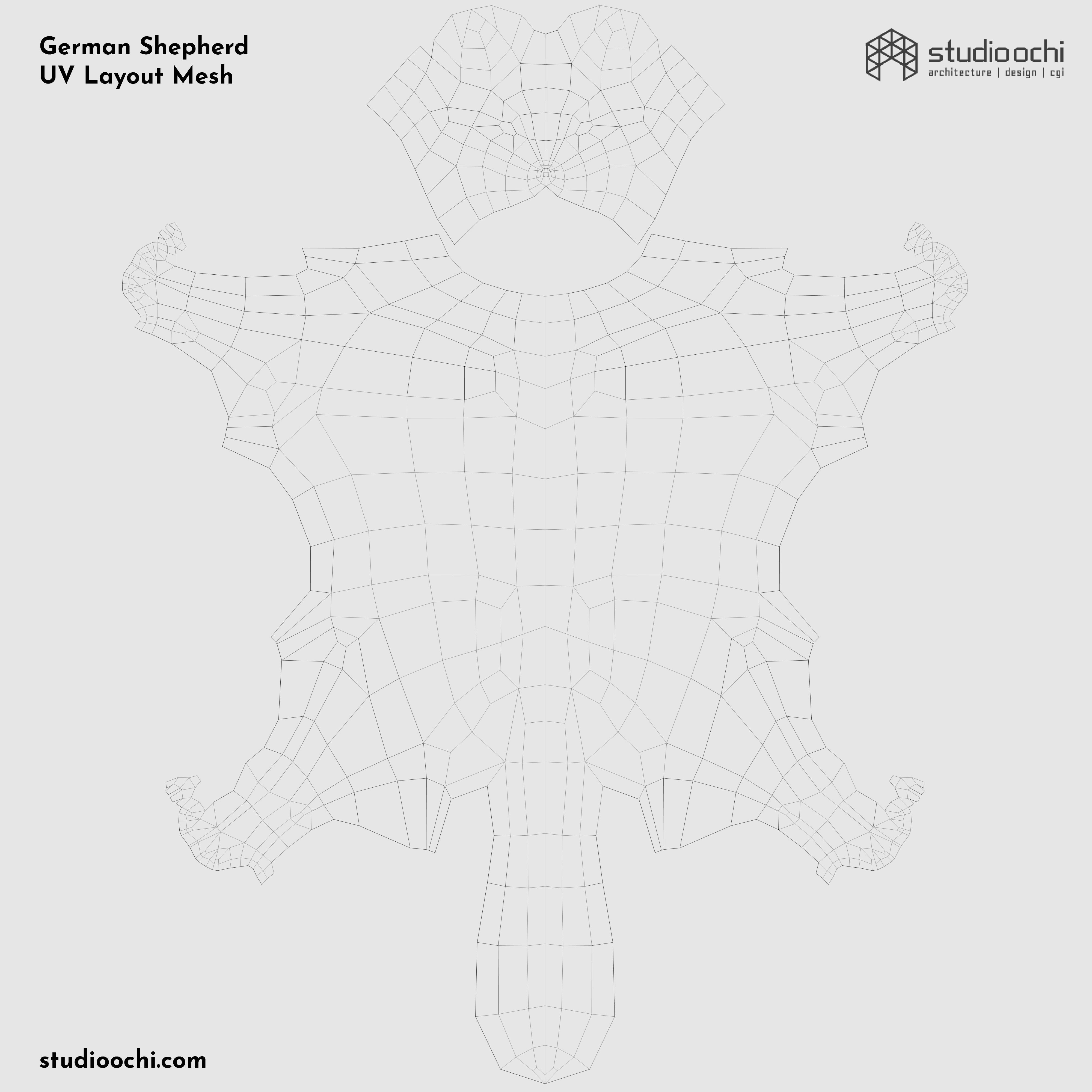 German Shepherd Low-poly 3D model_9