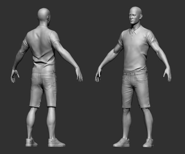 3D Realistic Male with Casual Clothing  Low-poly 3D model