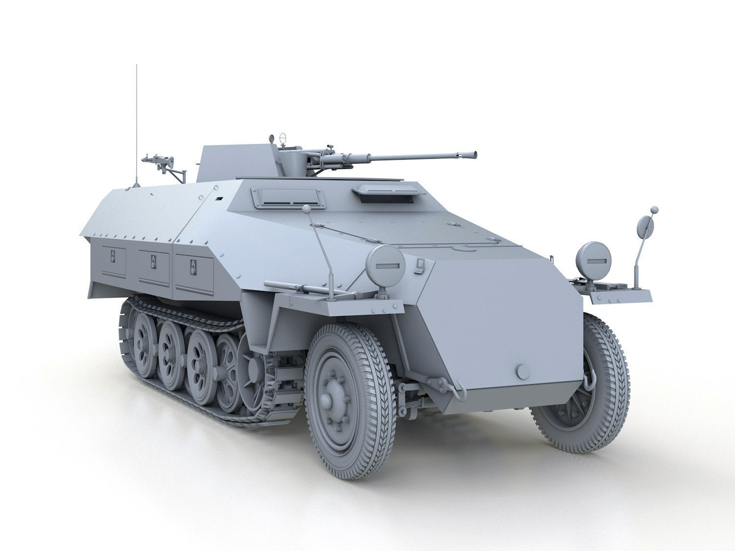 SDKFZ 251 Ausf D - Anti-Aircraft Vehicle 3D model_10