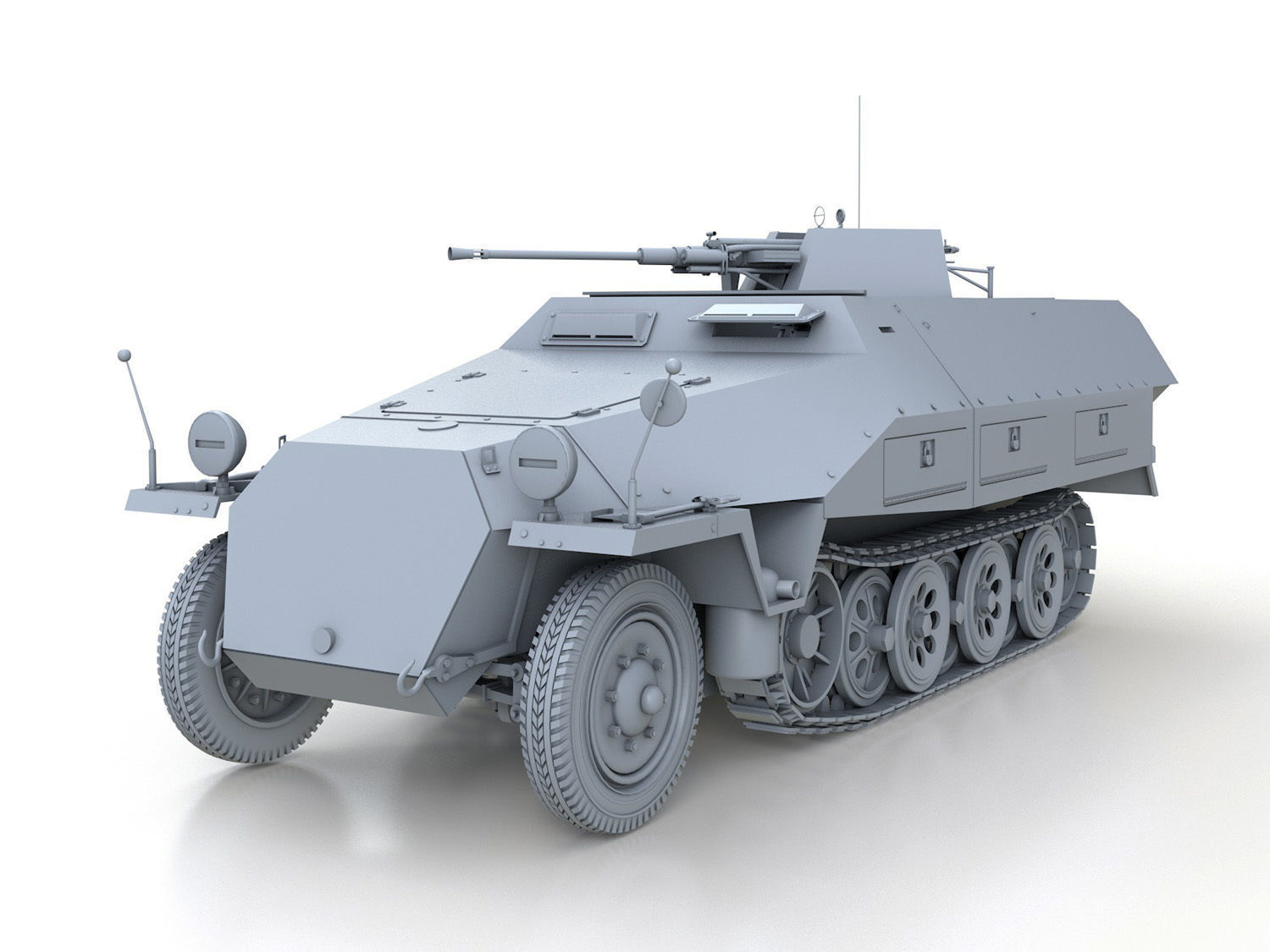 SDKFZ 251 Ausf D - Anti-Aircraft Vehicle 3D model_1