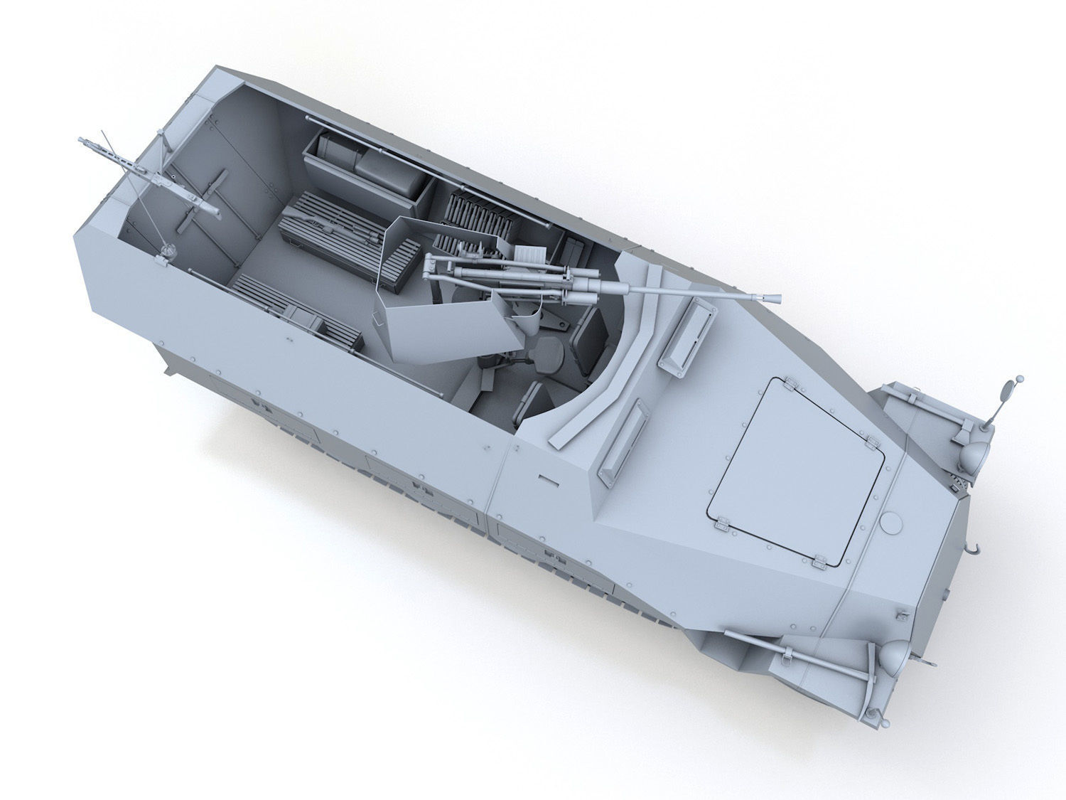 SDKFZ 251 Ausf D - Anti-Aircraft Vehicle 3D model_8