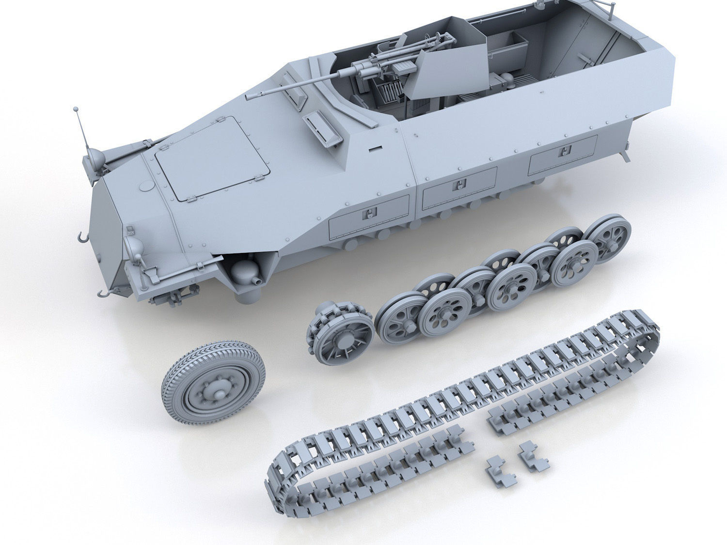 SDKFZ 251 Ausf D - Anti-Aircraft Vehicle 3D model_13